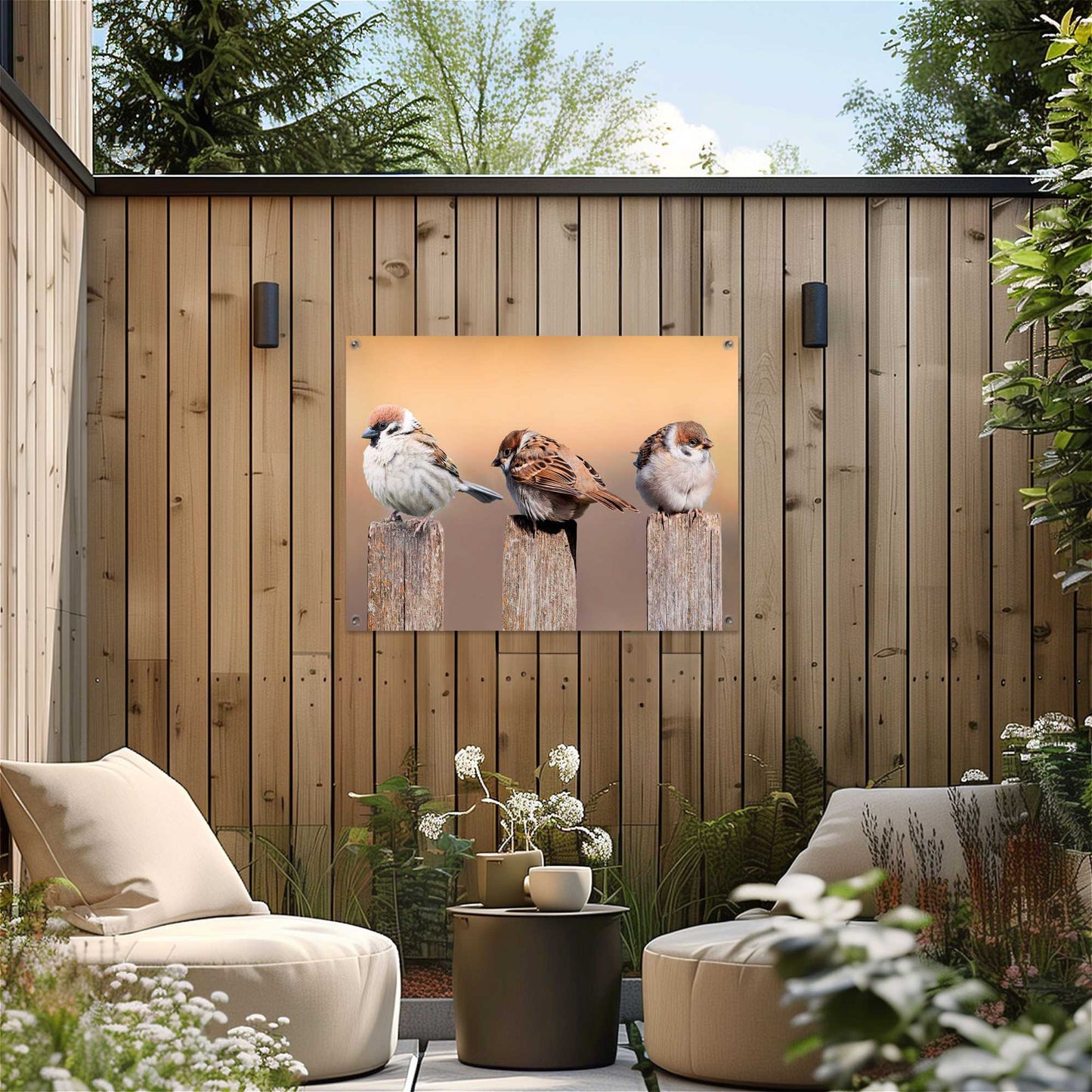 Outdoor Art Sparrows 50x70