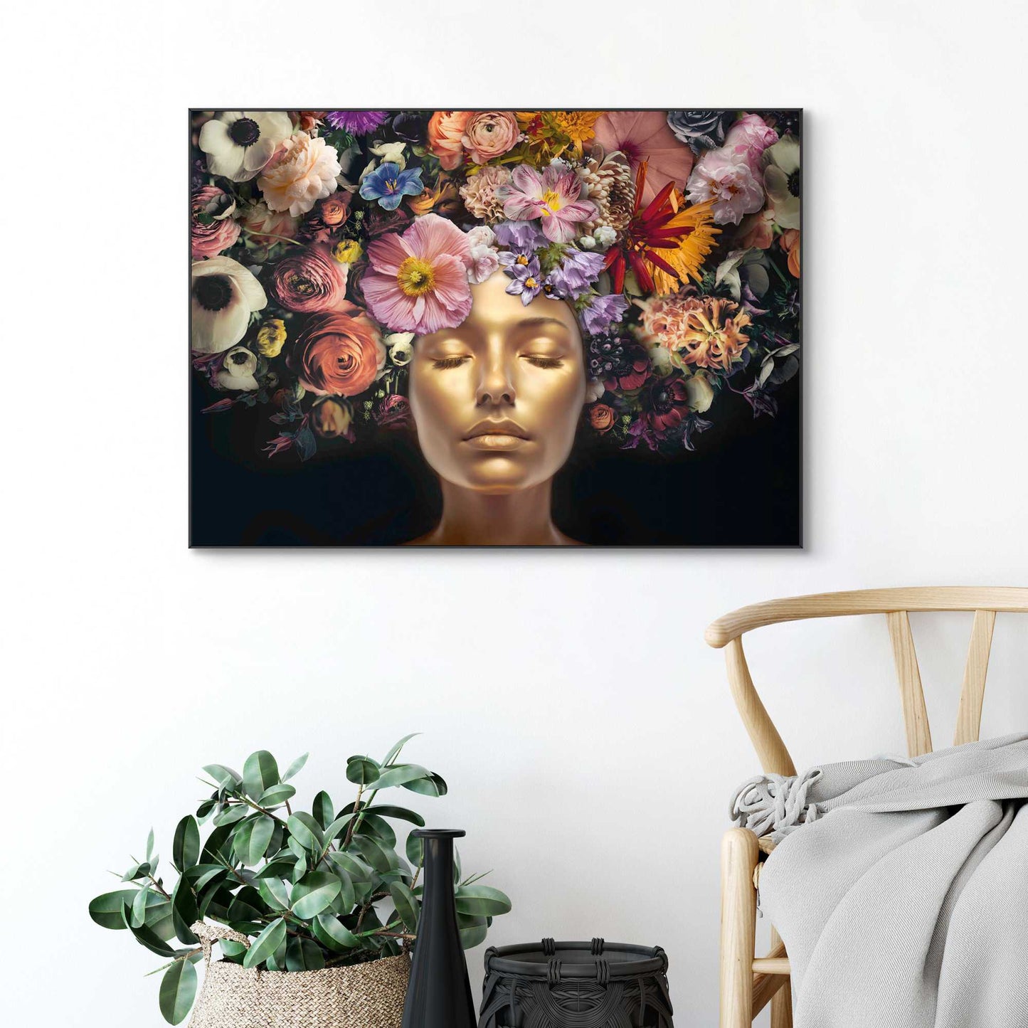 Framed in Black Floral Silence 50x70