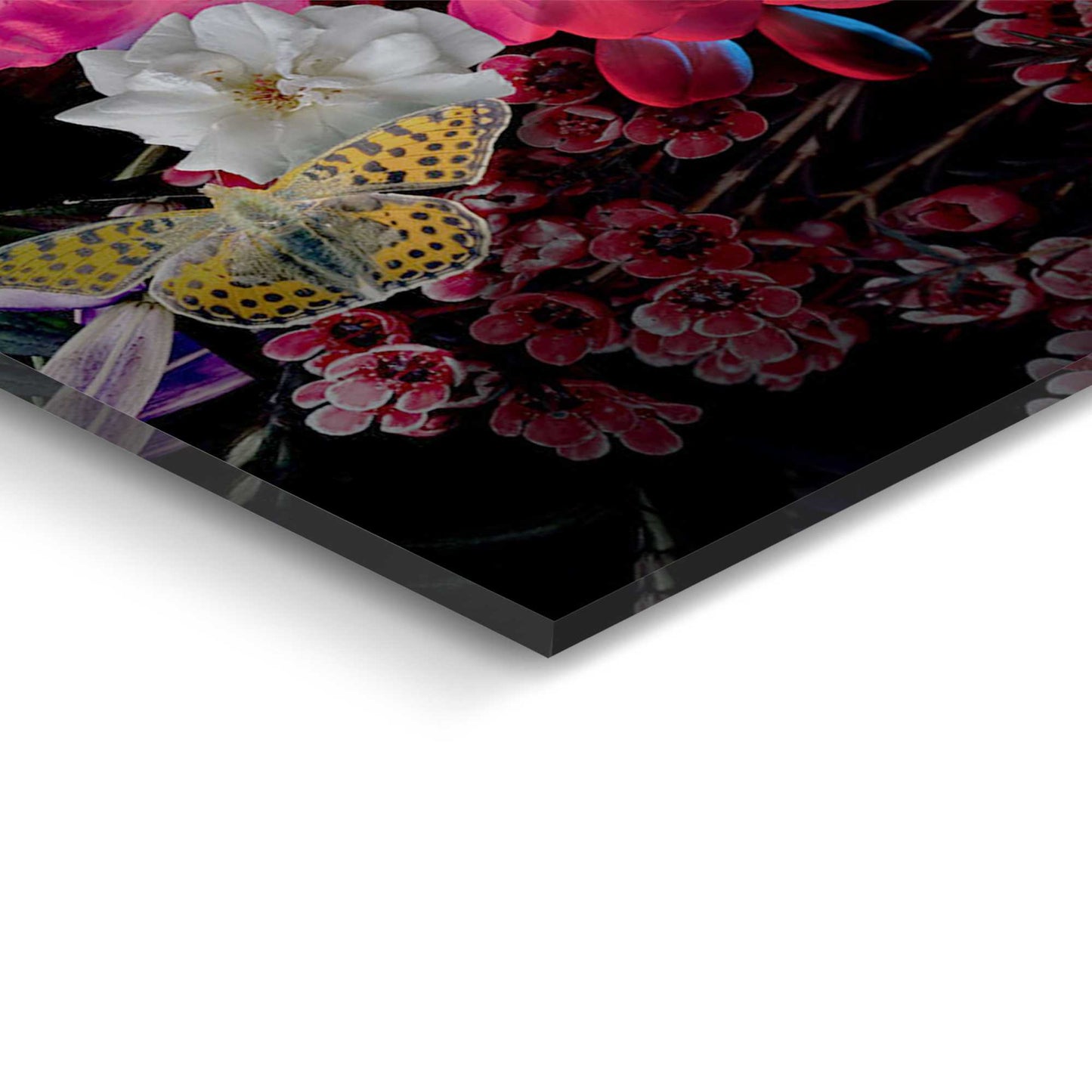 Plexiglass painting Glitter Flowers 70x100