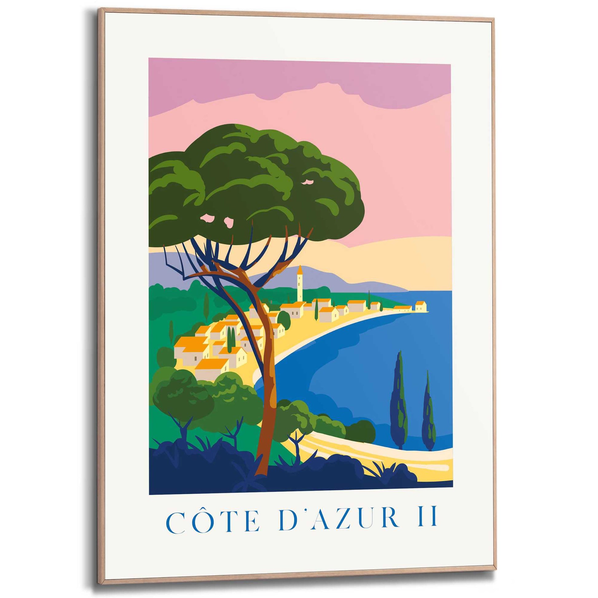 Framed in Wood Côte d'Azur II 70x50