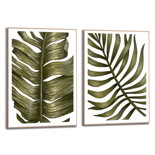 Framed in Wood Botanical Set 70x50