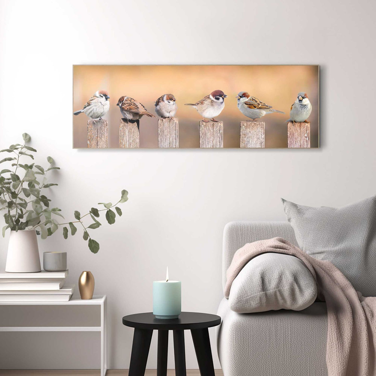 Framed Picture Sparrows 30x90