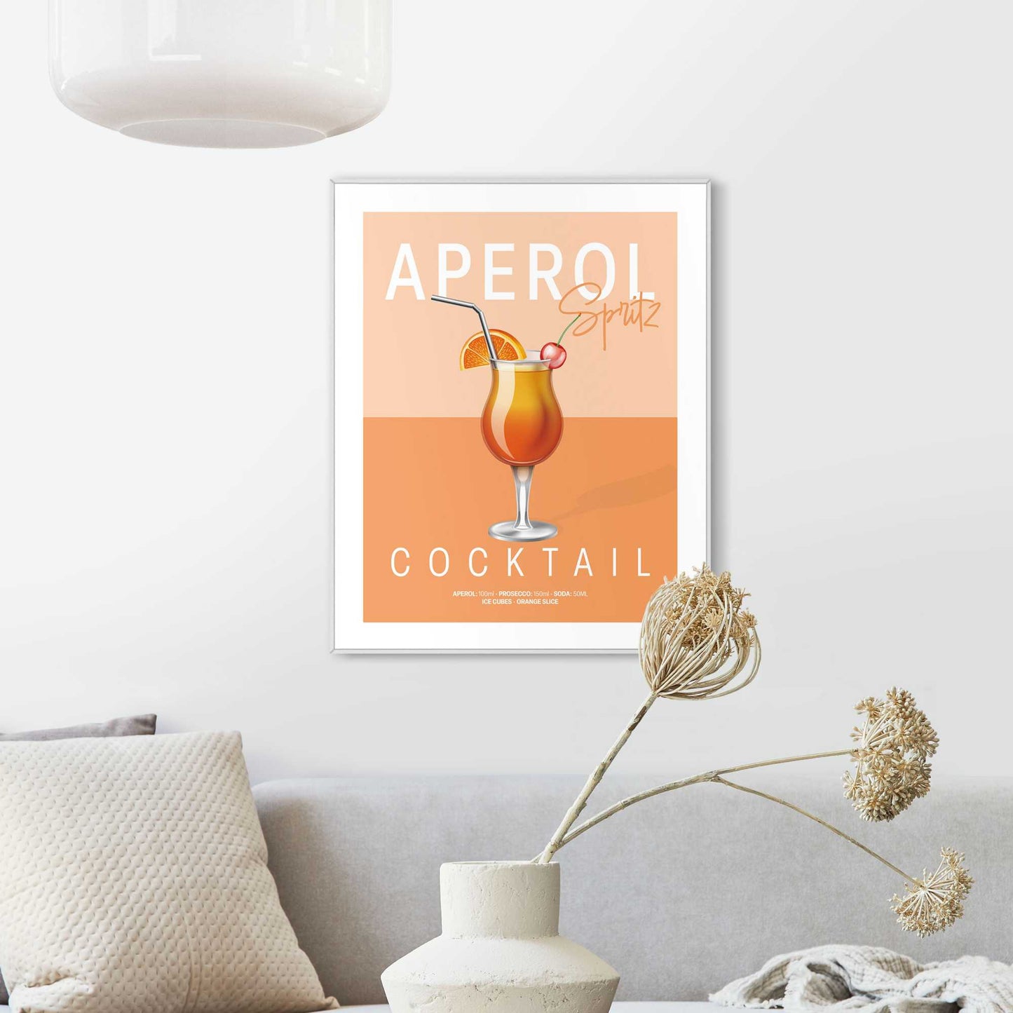 Framed in White Aperol Cocktail 50x40