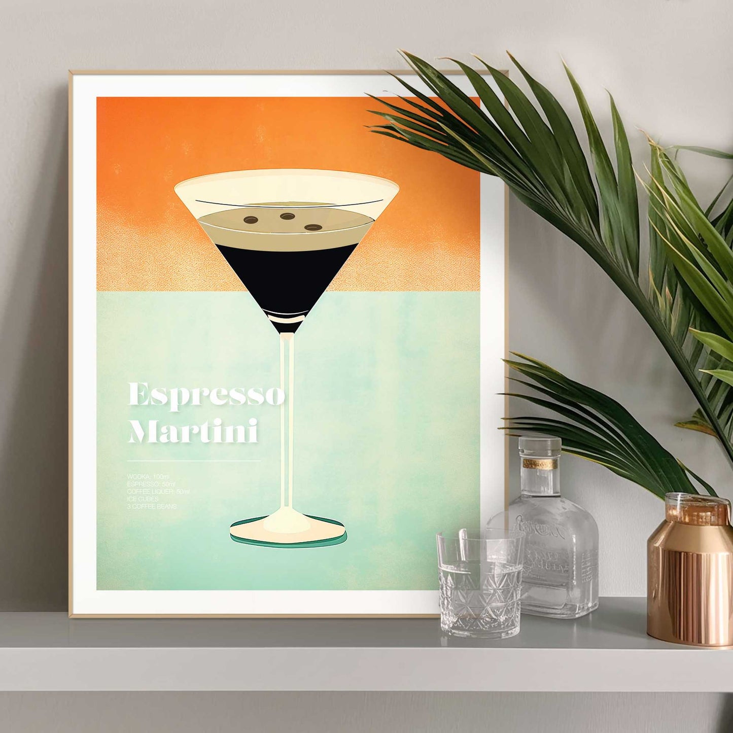 Framed in Wood Espresso Martini Retro 50x40