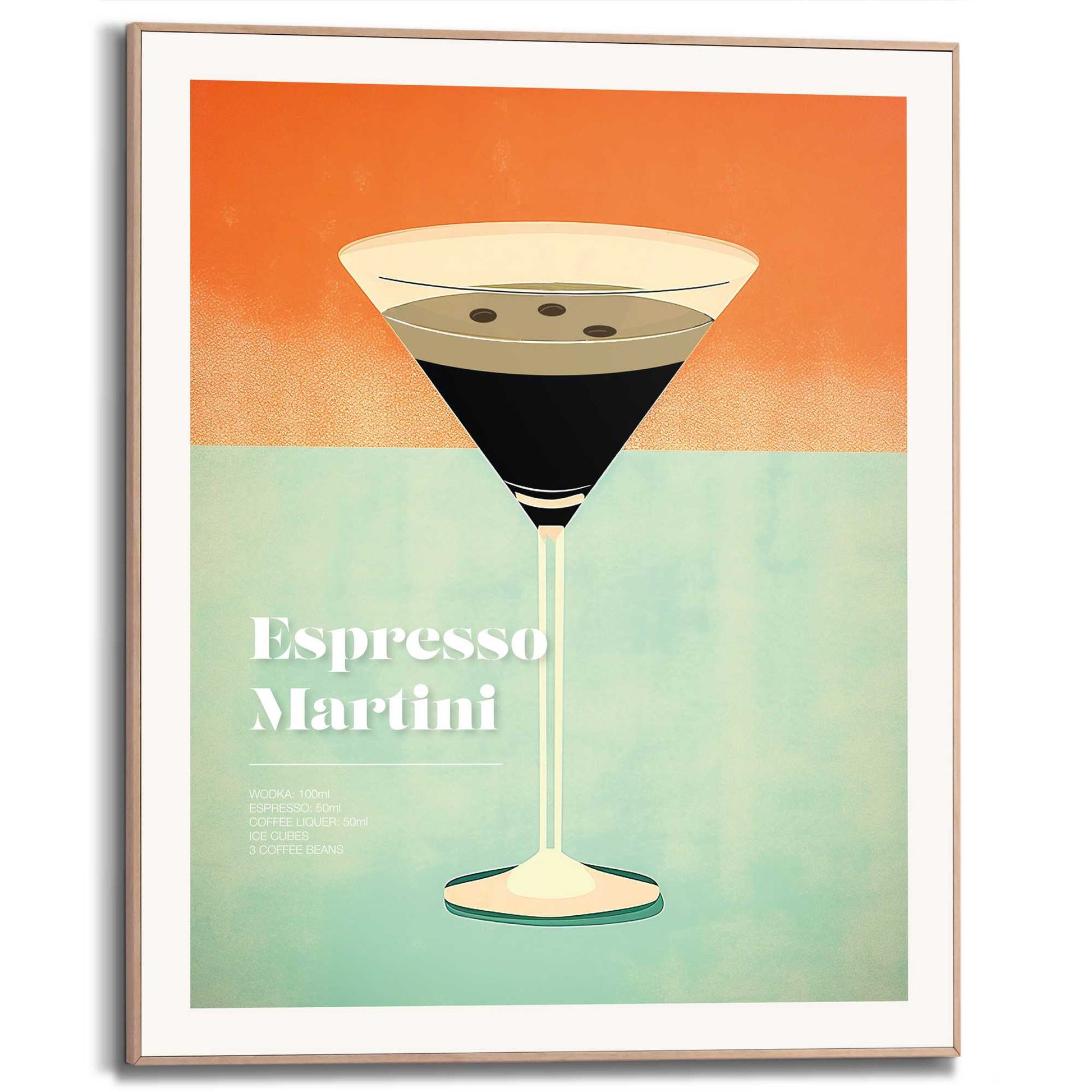Framed in Wood Espresso Martini Retro 50x40