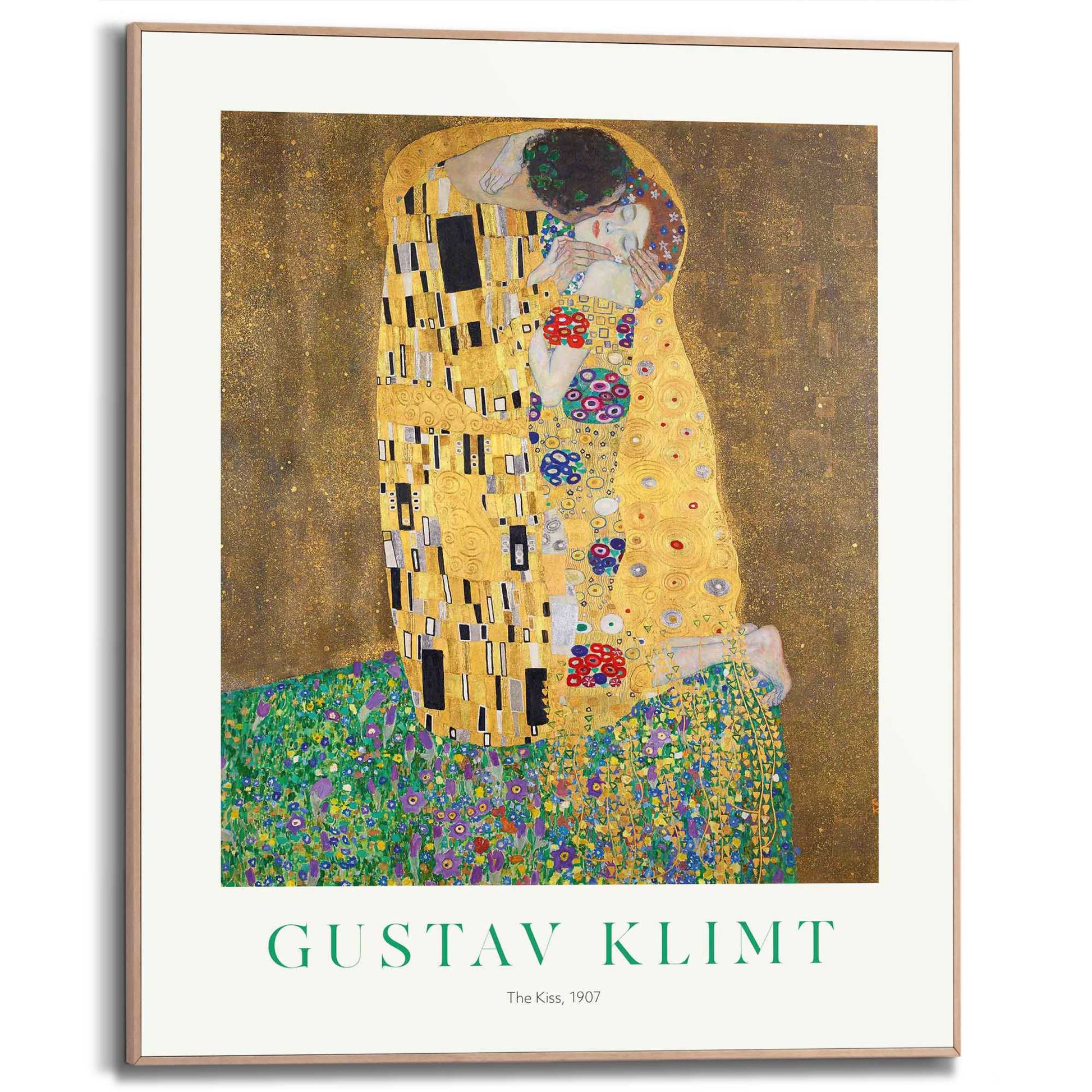 Framed in Wood Gustav Klimt - the kiss 50x40