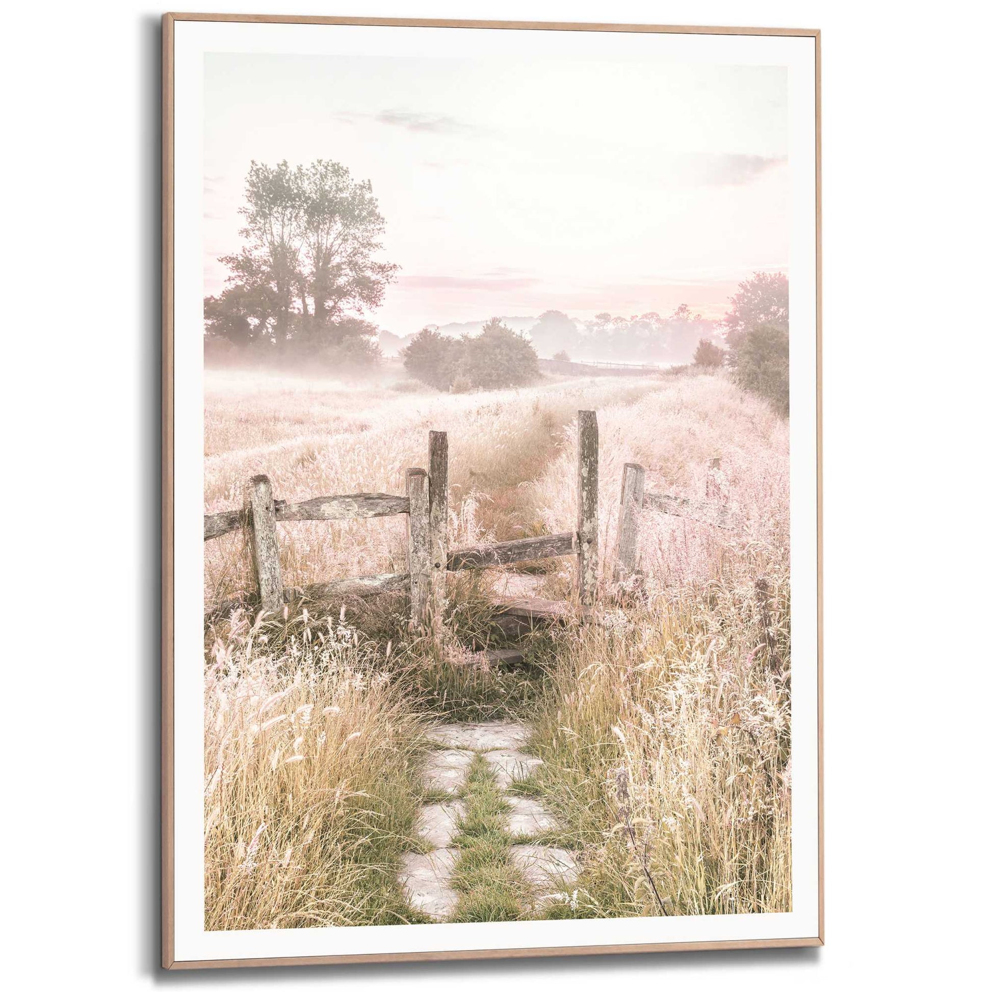 Framed in Wood Morning Meadow 70x50