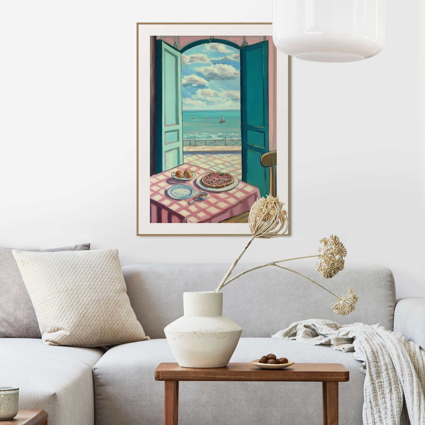 Framed in Wood Holiday Balcony View 70x50