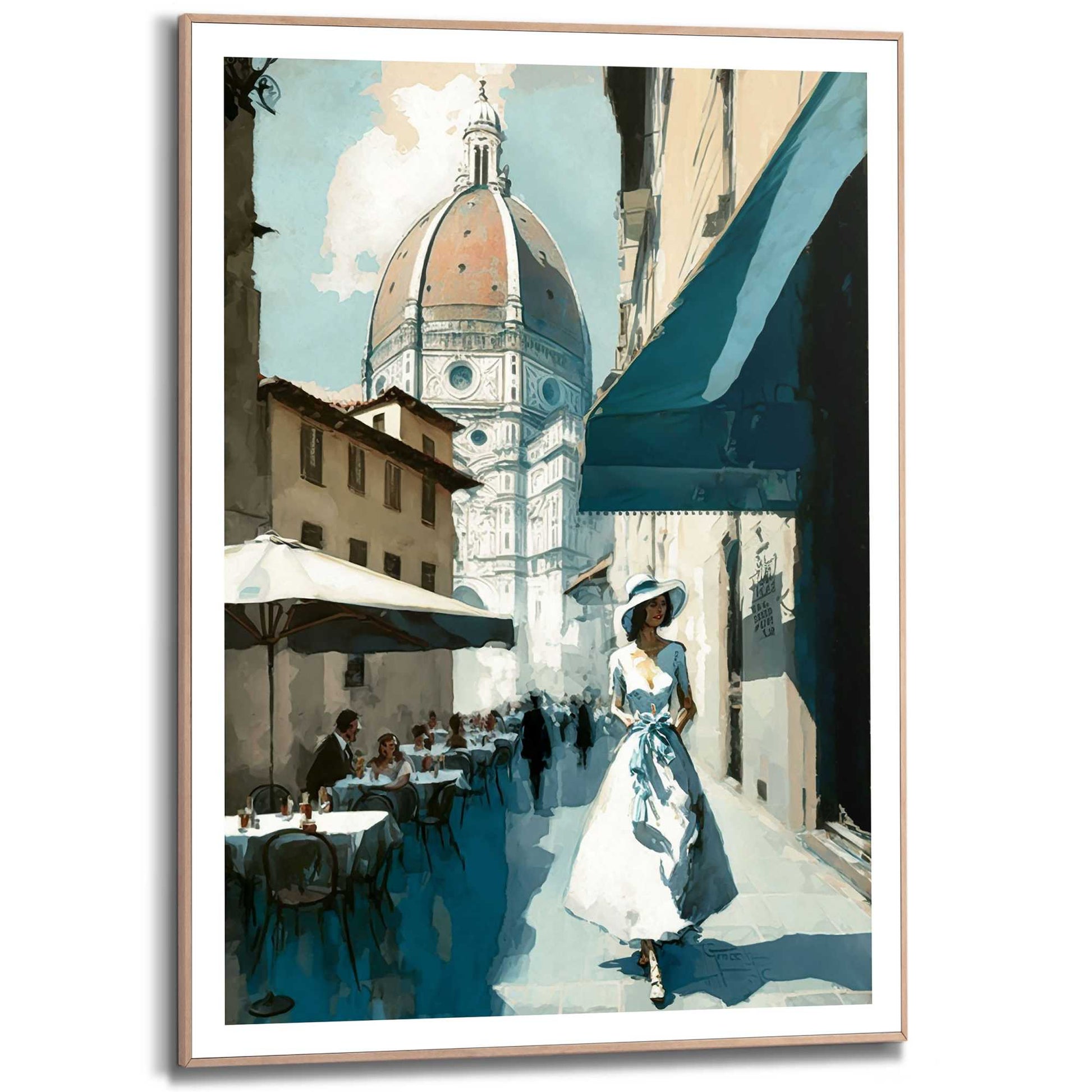 Framed in Wood Italian Scene - Florence 70x50