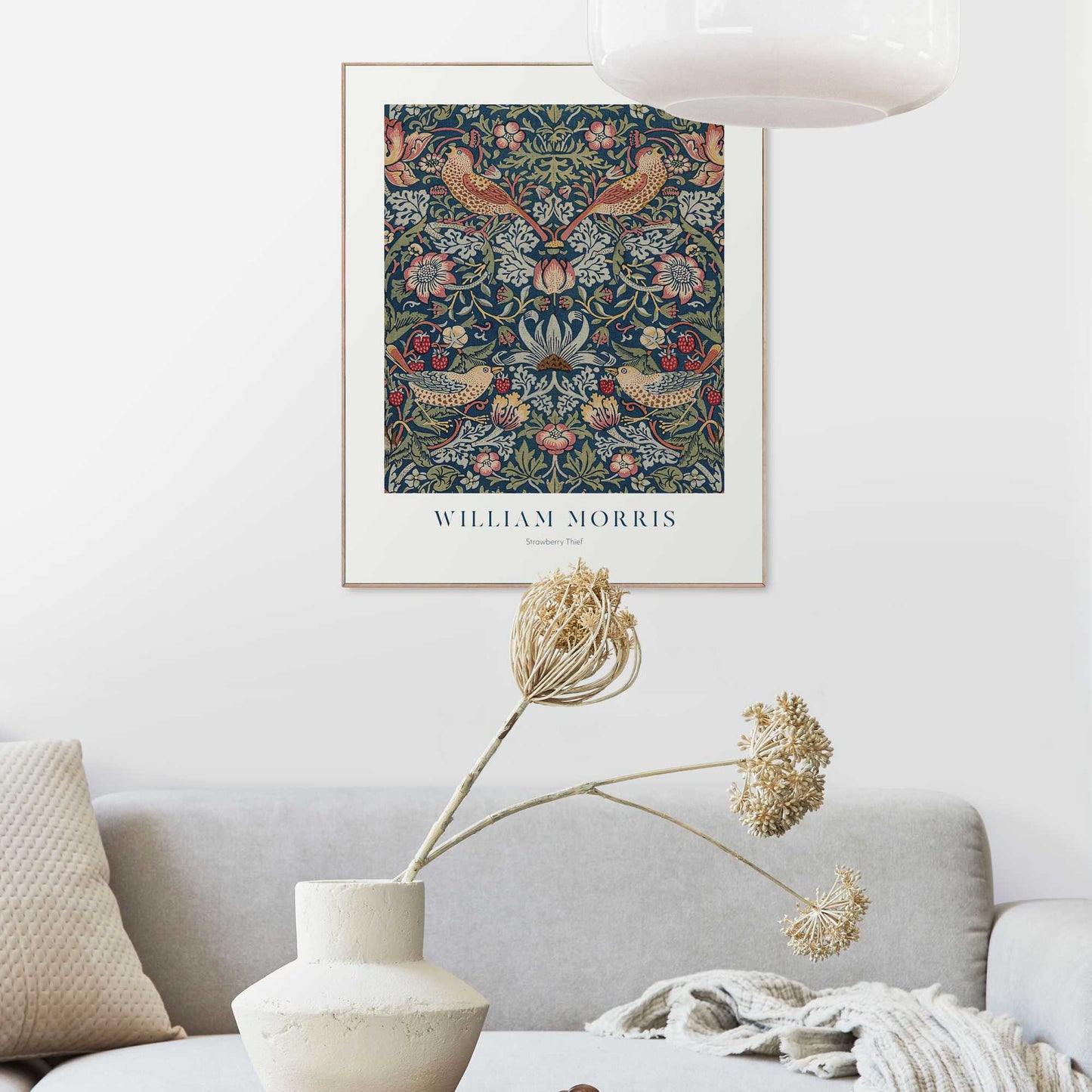 Framed in Wood William Morris - strawberry thief 50x40 – Orangewallz