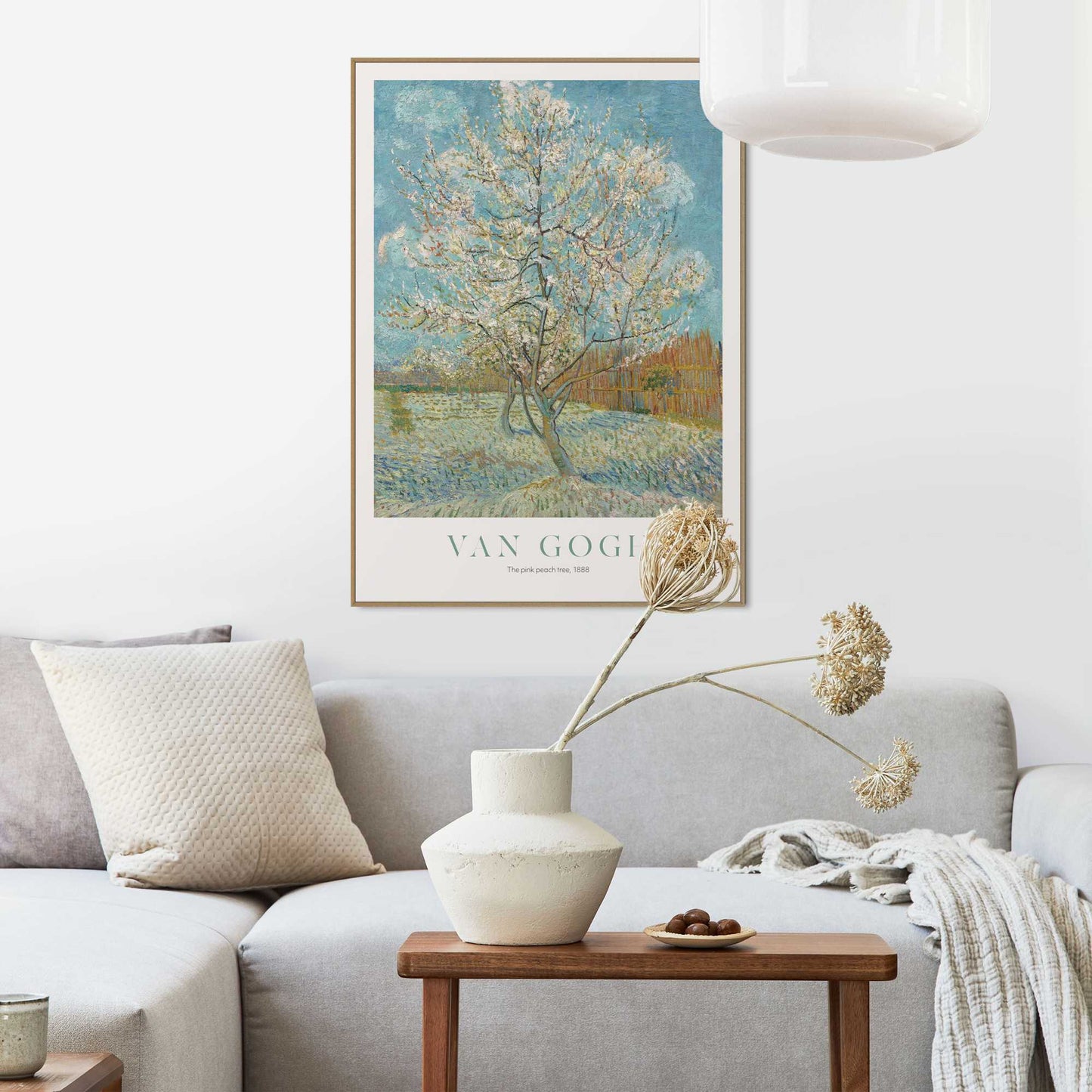 Framed in Wood Van Gogh - the pink peachtree 70x50