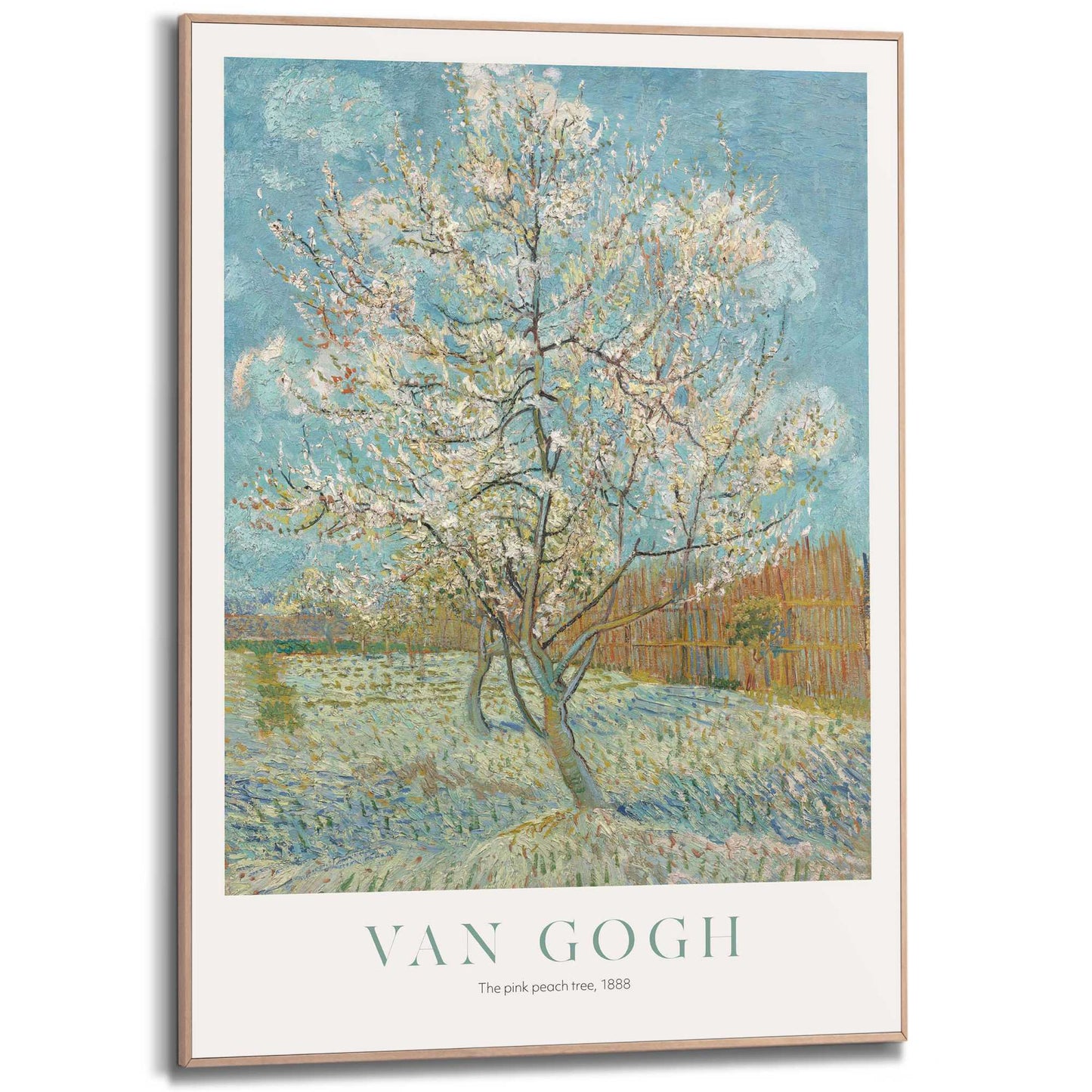 Framed in Wood Van Gogh - the pink peachtree 70x50