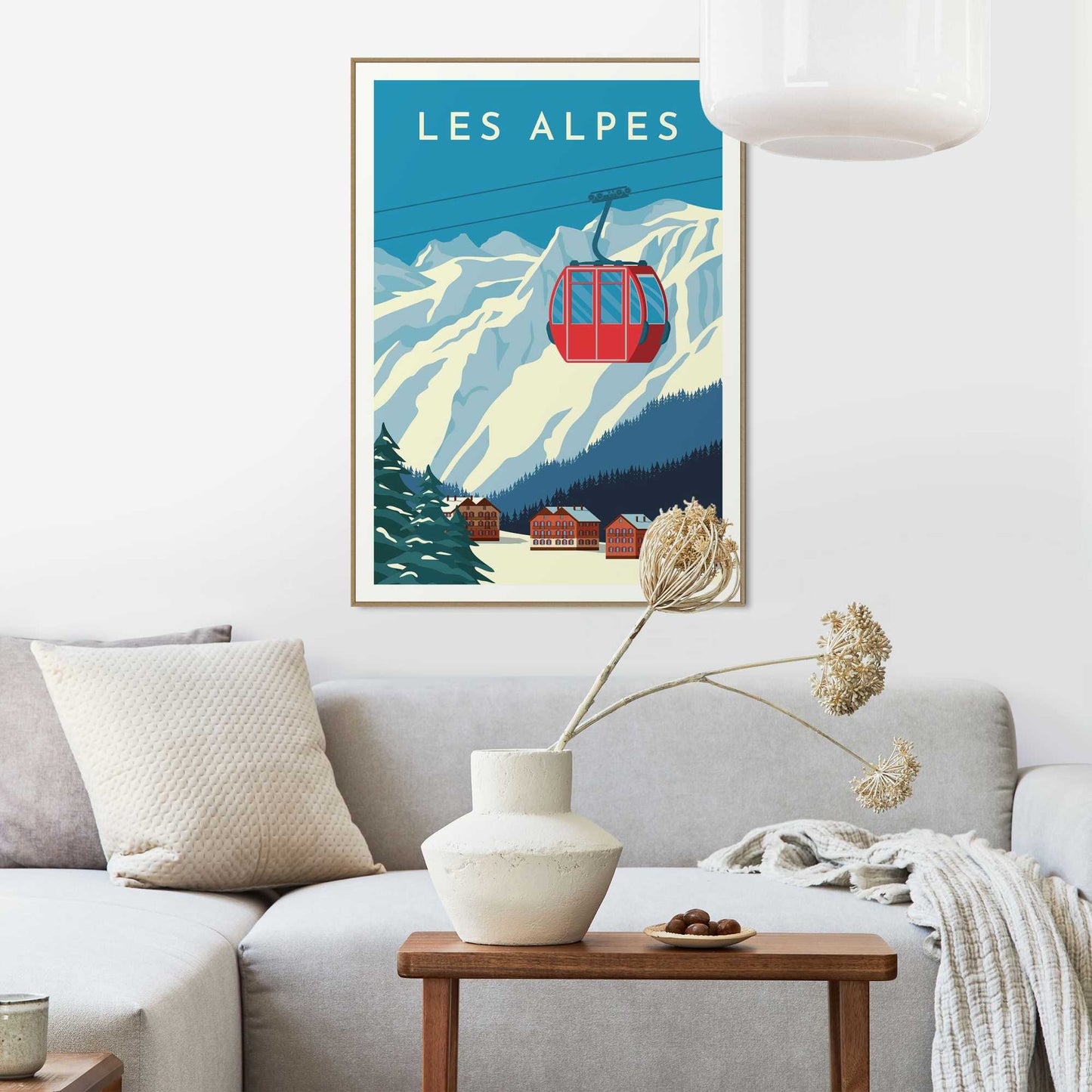 Framed in Wood Alpes Ski 70x50