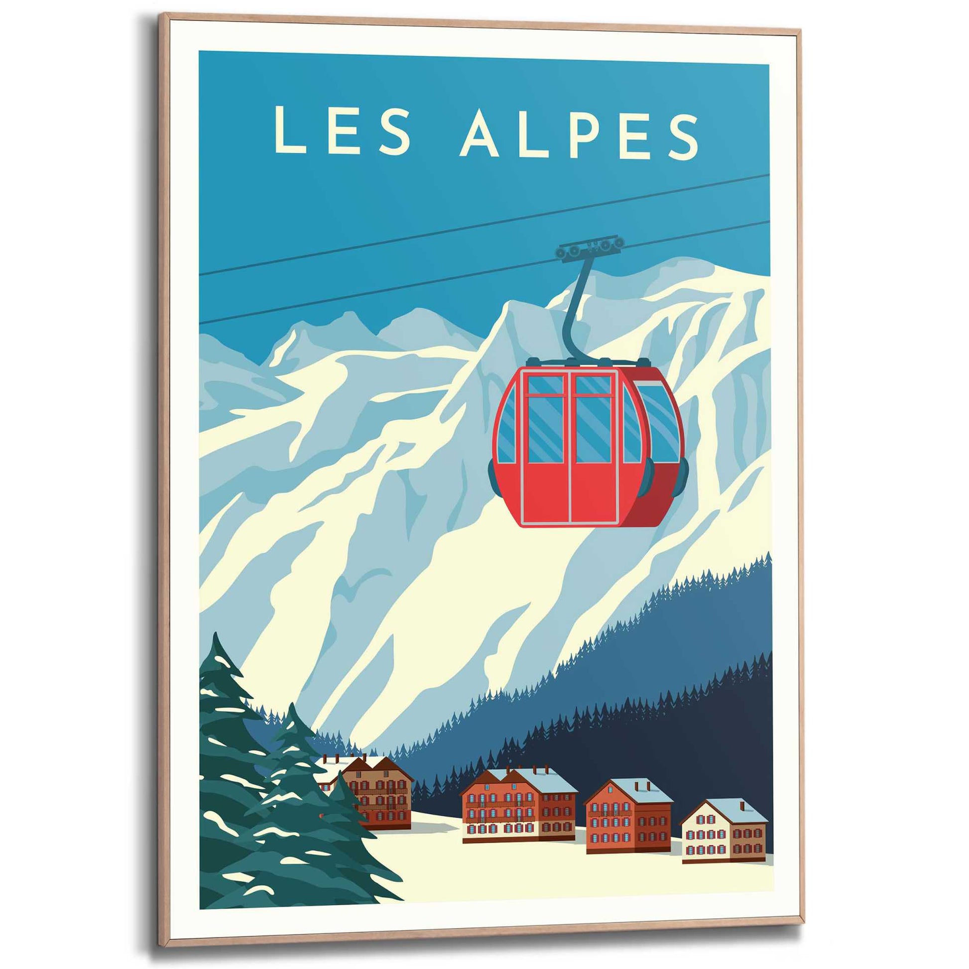 Framed in Wood Alpes Ski 70x50