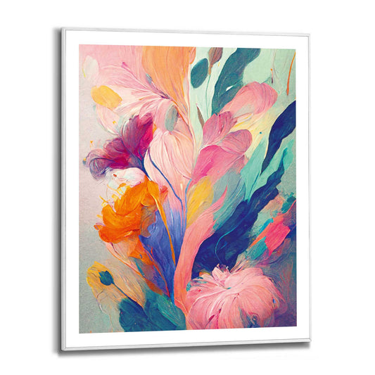 Framed in White Colourful Painted Flowers II 50x40