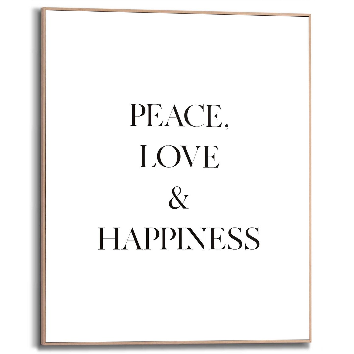 Framed in Wood Peace, Love & Happiness 50x40