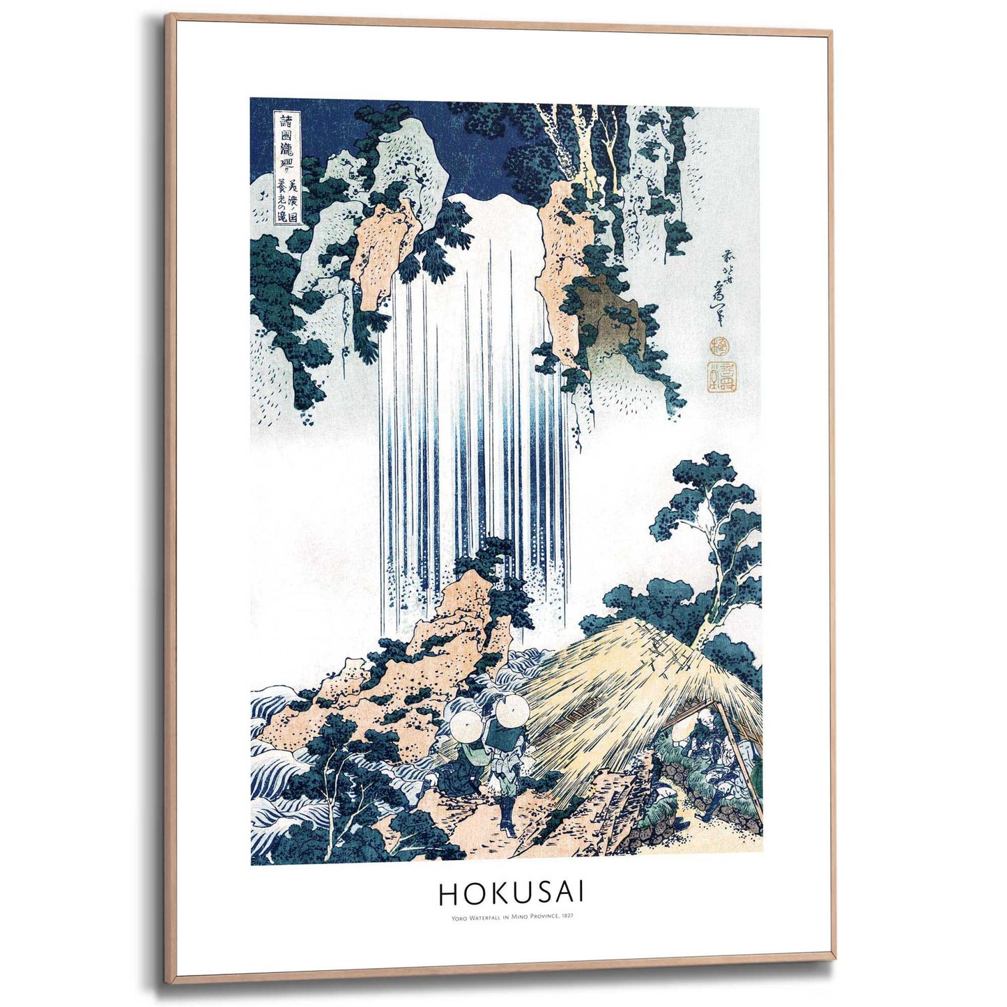 Framed in Wood Hokusai - waterfall 70x50