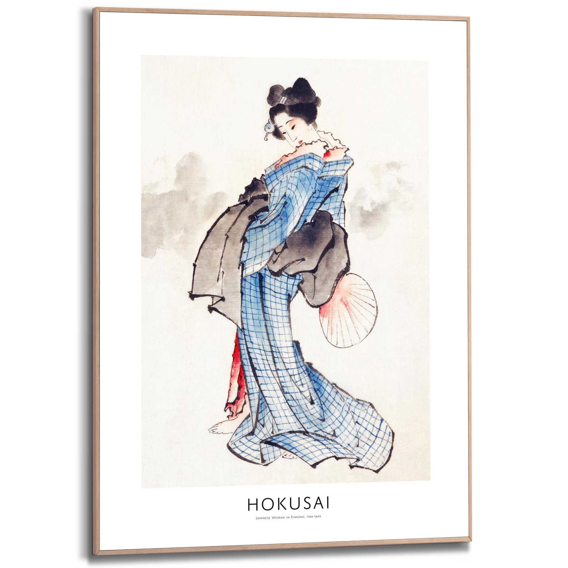 Framed in Wood Hokusai - woman 70x50