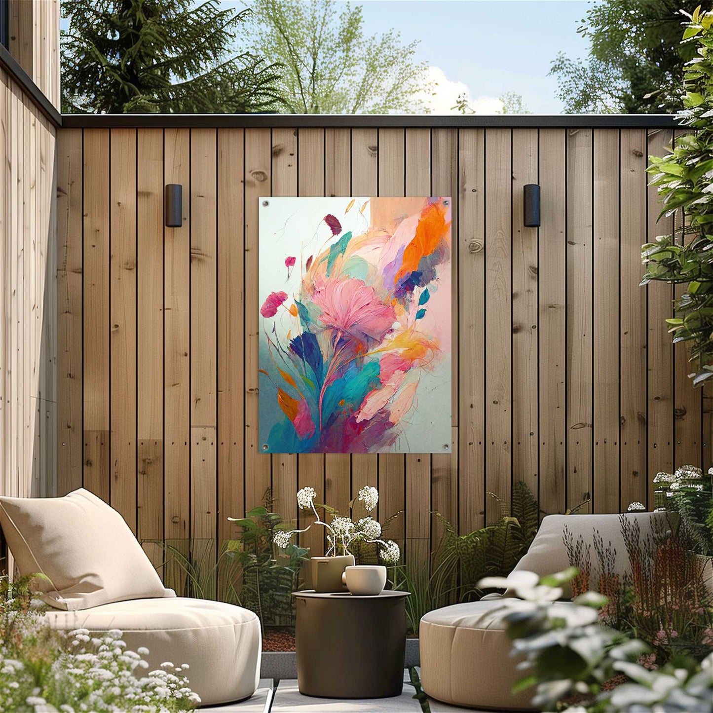 Outdoor Art Colourful Painted Flowers I 70x50