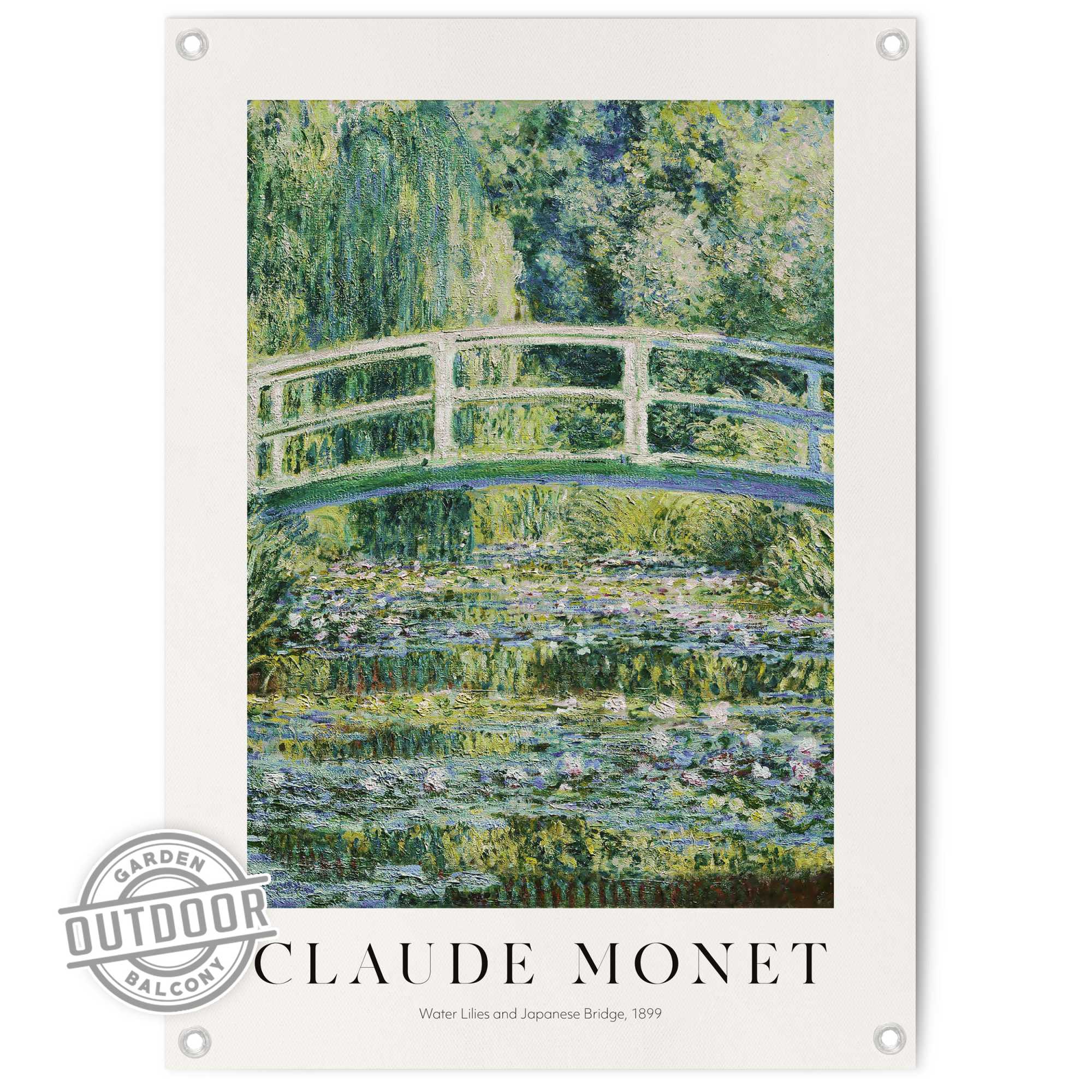 Claude Monet 'Water Garden and Japanese Footbridge' Bronze-Framed Canvas Wall online Art (21 in x 21 Framed Size, Ready to Hang)