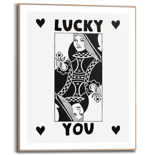 Framed in Wood Lucky Card 50x40