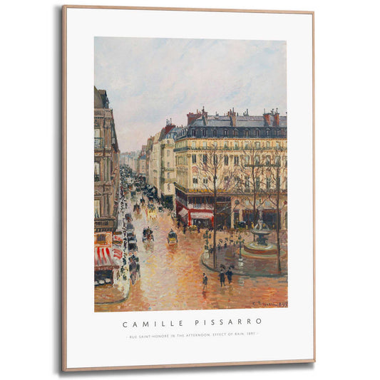 Framed in Wood Camille Pissarro - afternoon at Rue Saint-Honoré 70x50