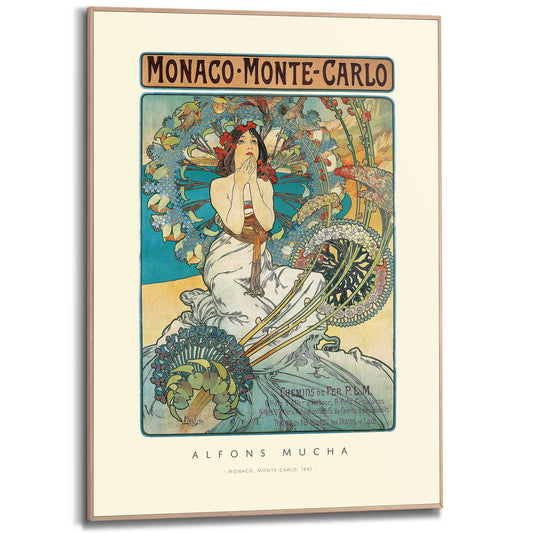 Framed in Wood Art Nouveau - Monaco Monte Carlo 70x50