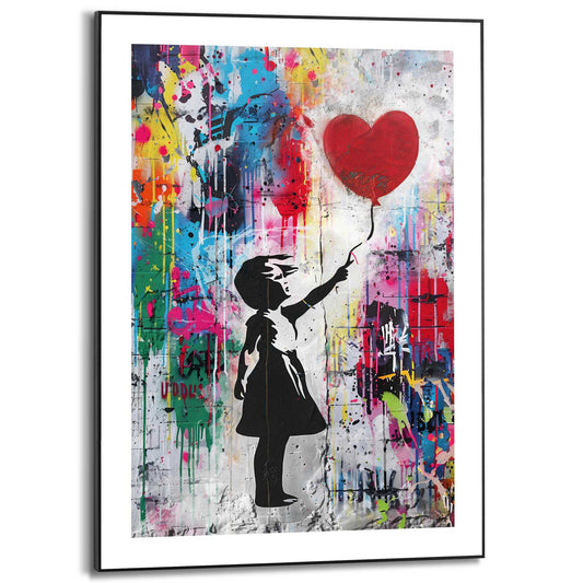 Framed in Black Concrete Balloon Girl 70x50