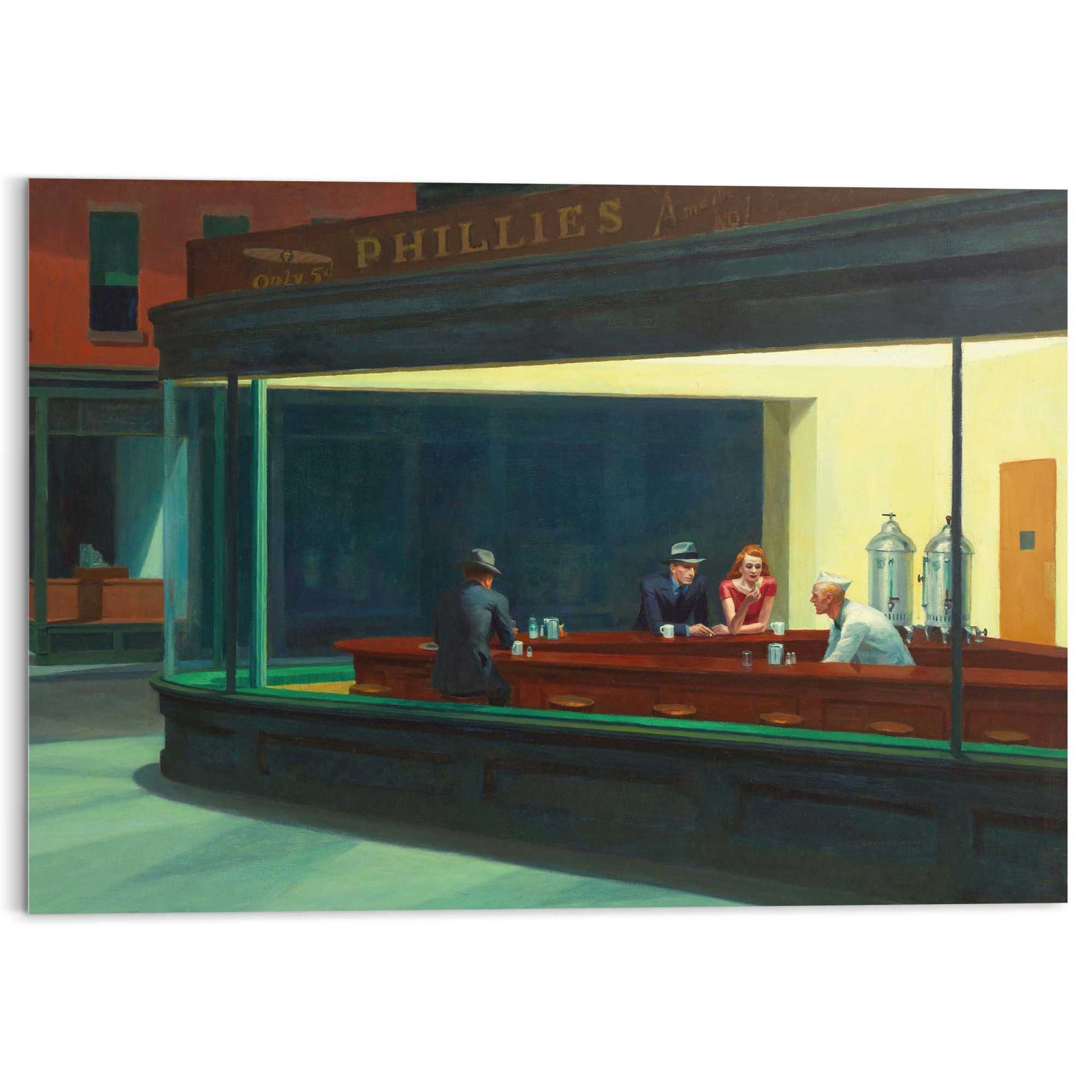 Plexiglass painting Edward Hopper - nighthawks 70x100