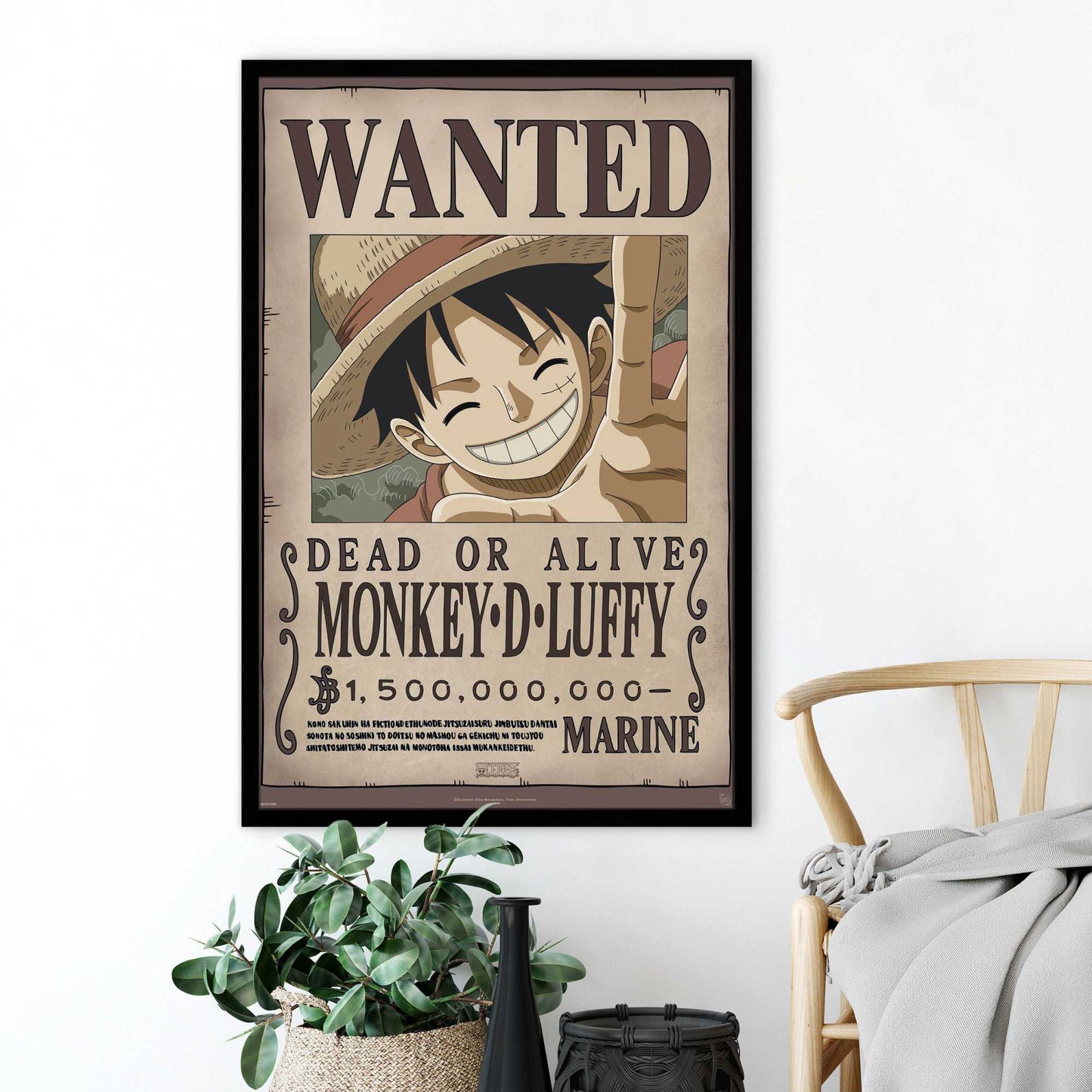Framed poster One Piece - wanted Luffy new 2 94x63