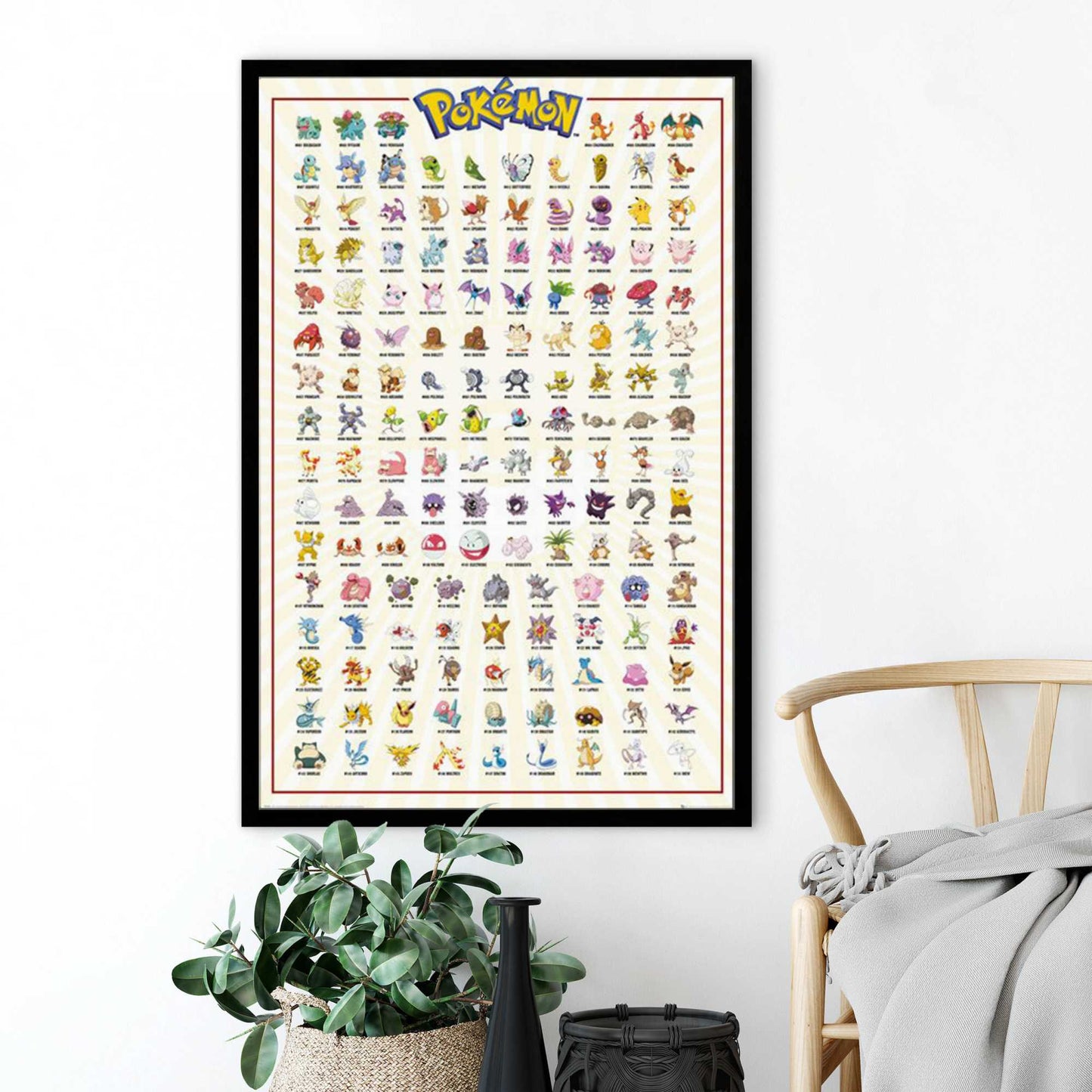 Framed poster Pokemon - kanto 151 english 94x63