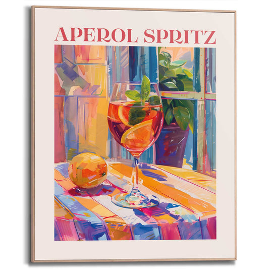 Framed in Wood Delicious Aperol Spritz 50x40