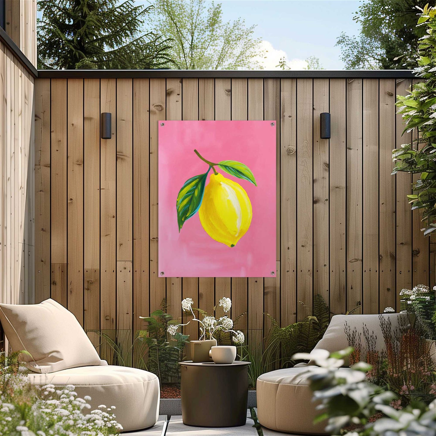 Outdoor Art Lemon on Pink 70x50