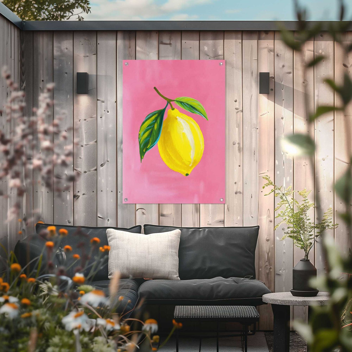 Outdoor Art Lemon on Pink 70x50