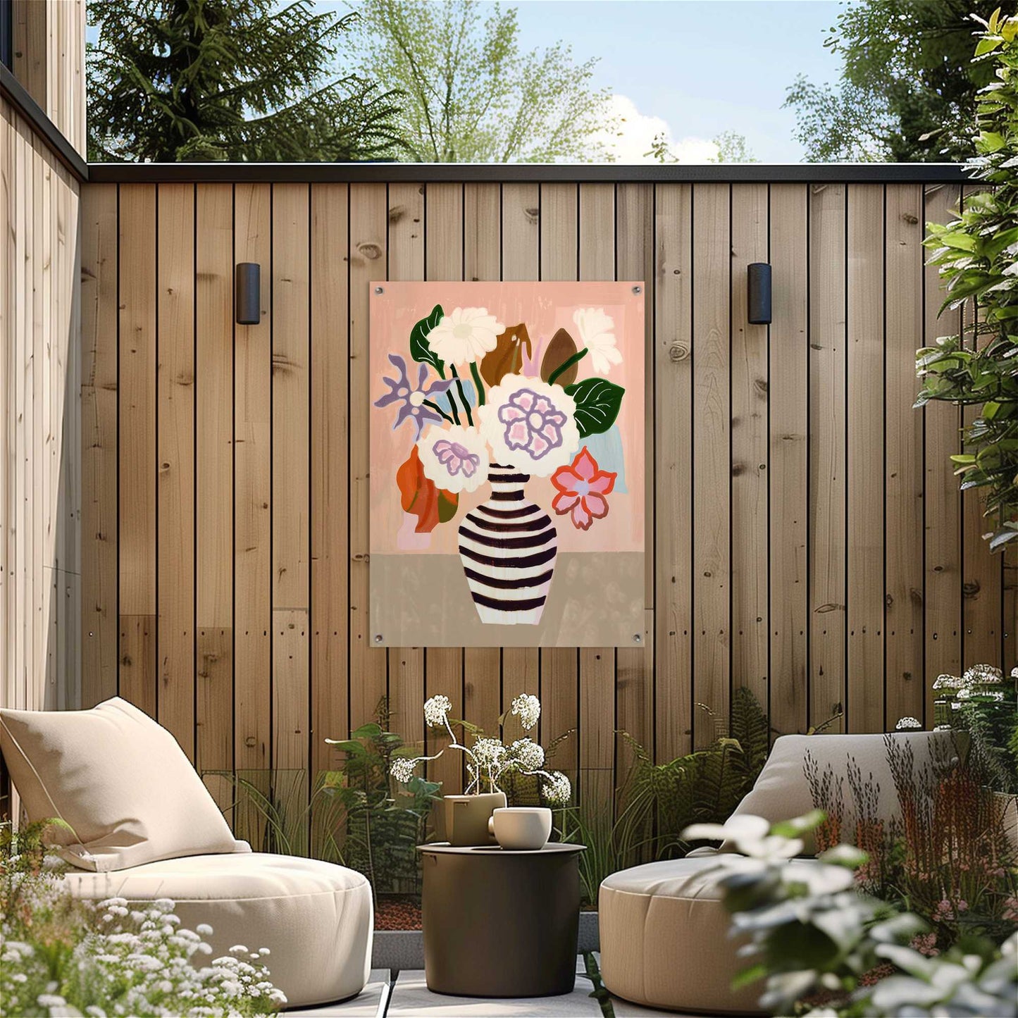 Outdoor Art Illustrational Flower Vase 70x50