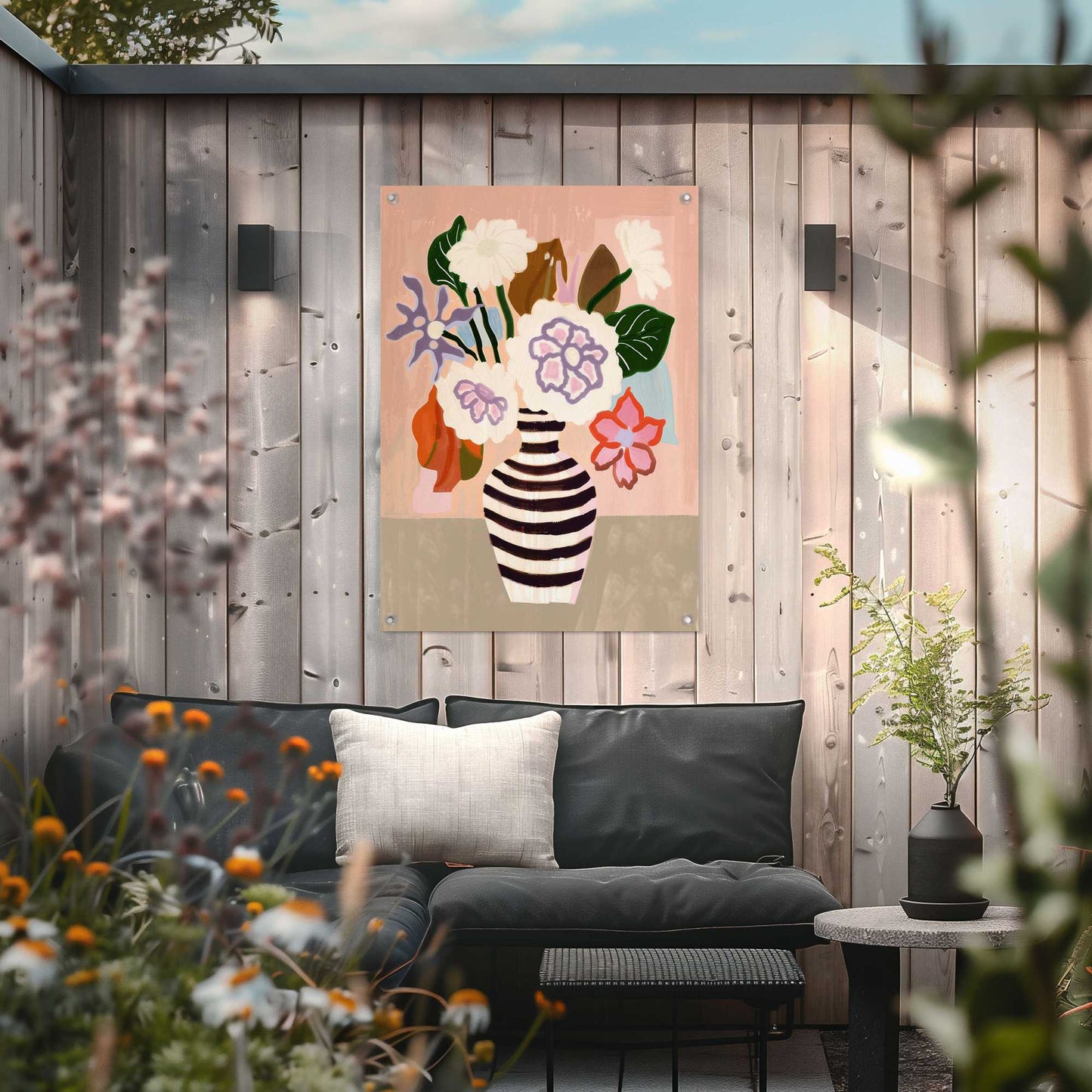 Outdoor Art Illustrational Flower Vase 70x50