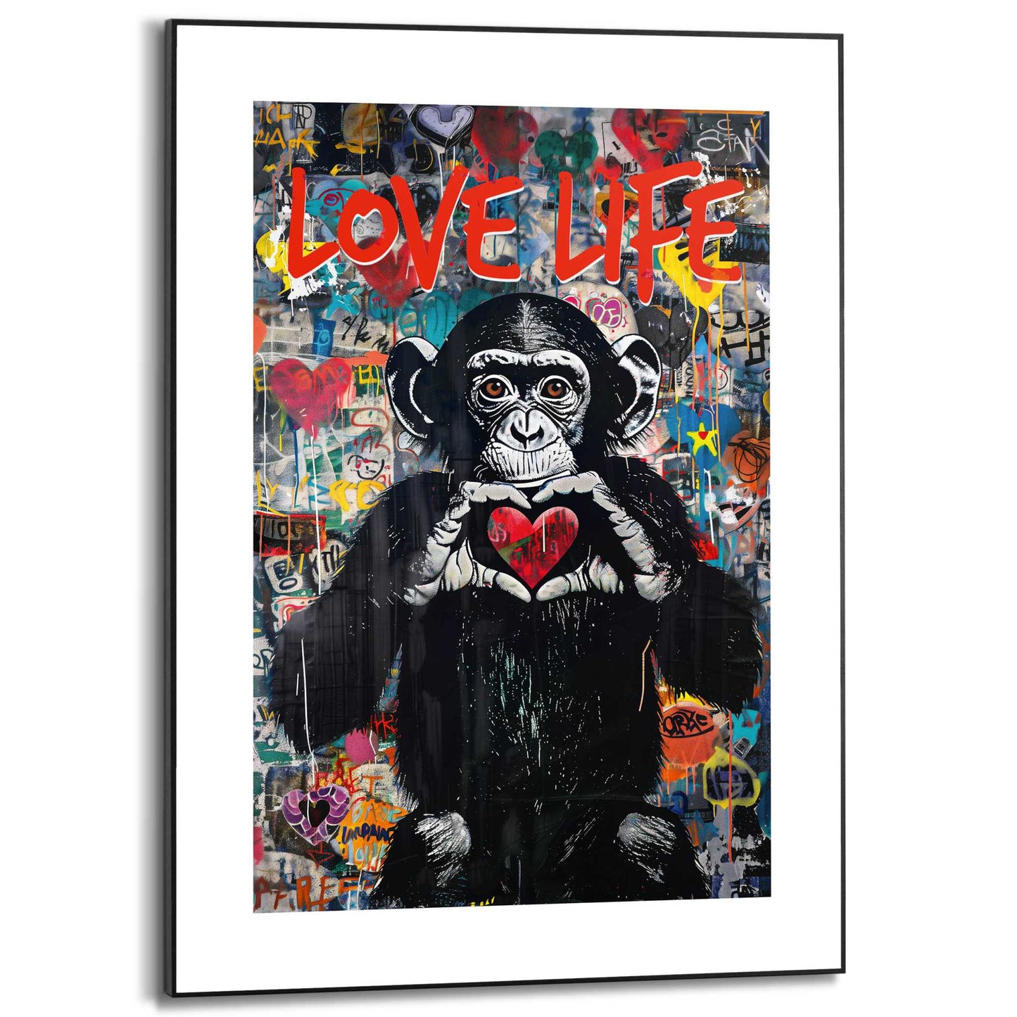 Framed in Black Love Life Monkey 70x50