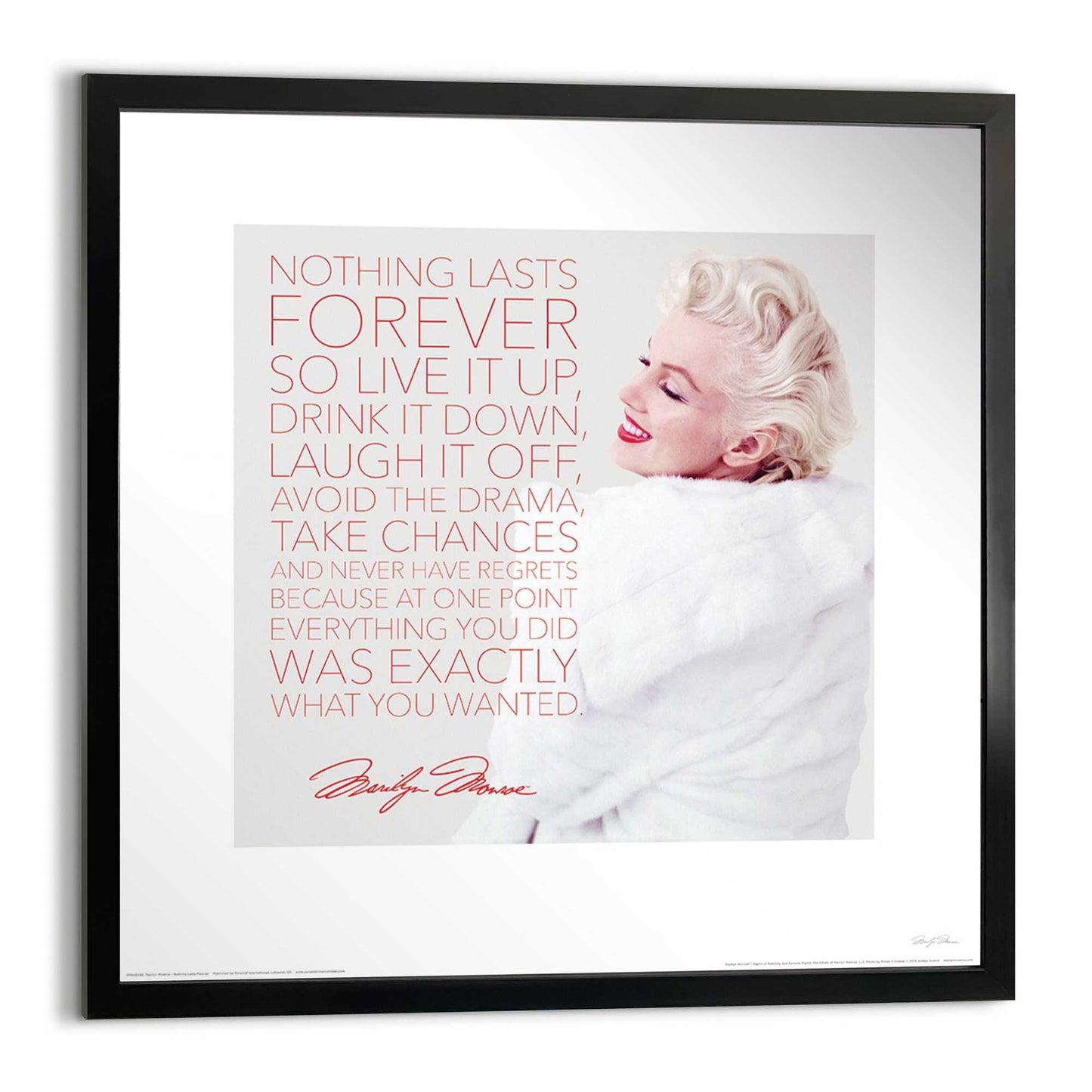 Iconic print in Frame Marilyn Monroe - nothing lasts forever 40x40