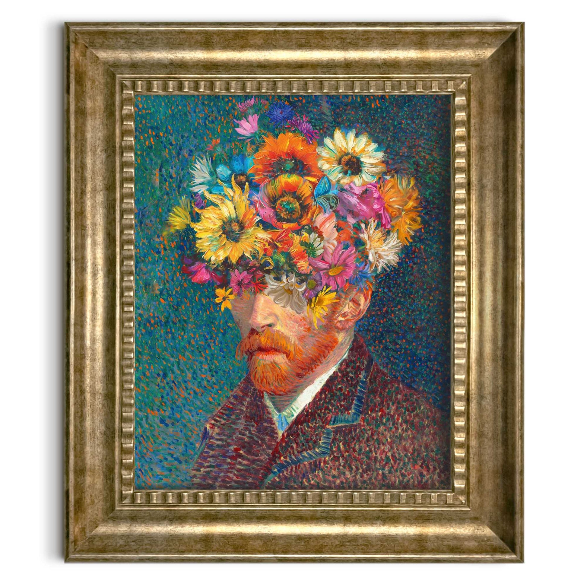 Stylish print in baroque frame Van Gogh - self portrait art edition 65x55