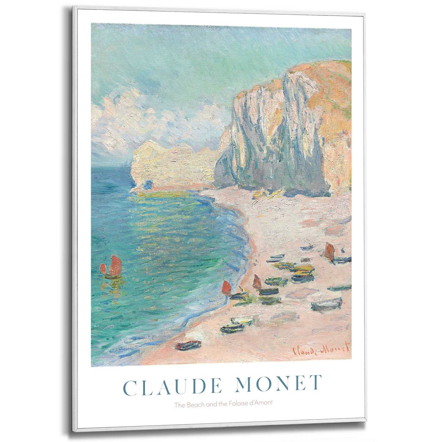 Framed in White Claude Monet - Etretat beach 70x50
