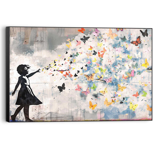 Framed Picture Balloon Girl Bright 60x90