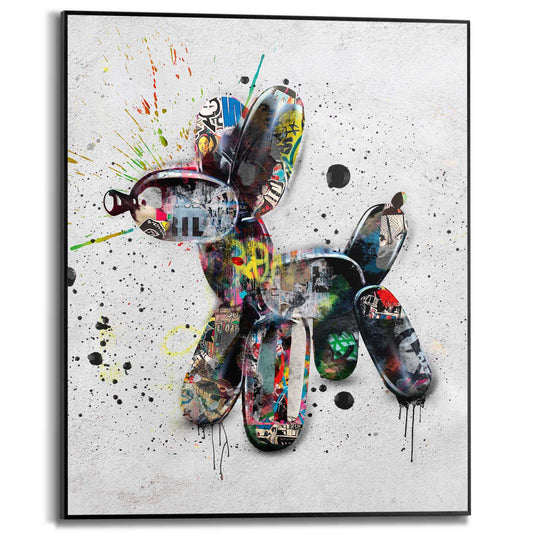 Framed in Black Balloon Dog Graffiti 50x40