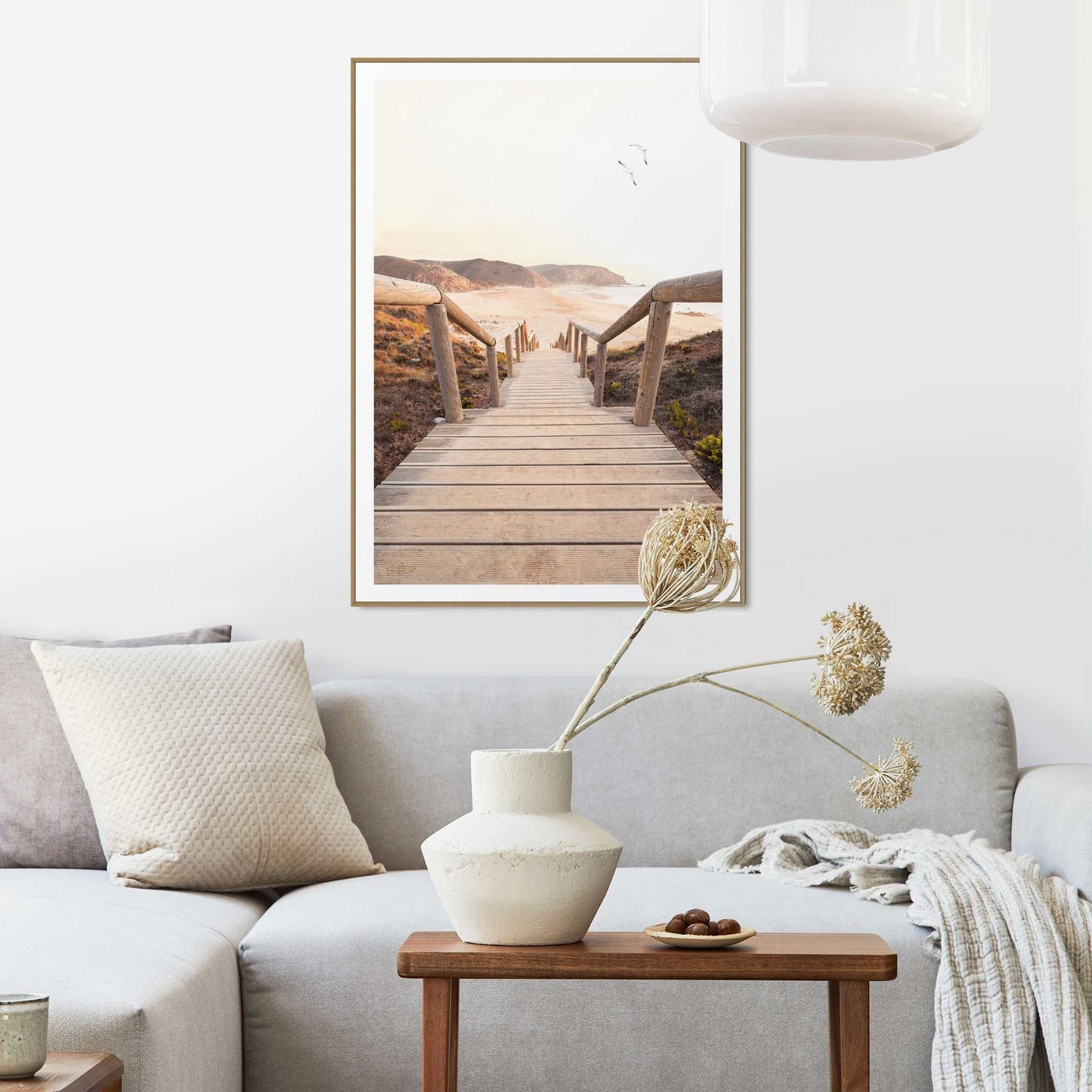 Framed in Wood Beach path 70x50