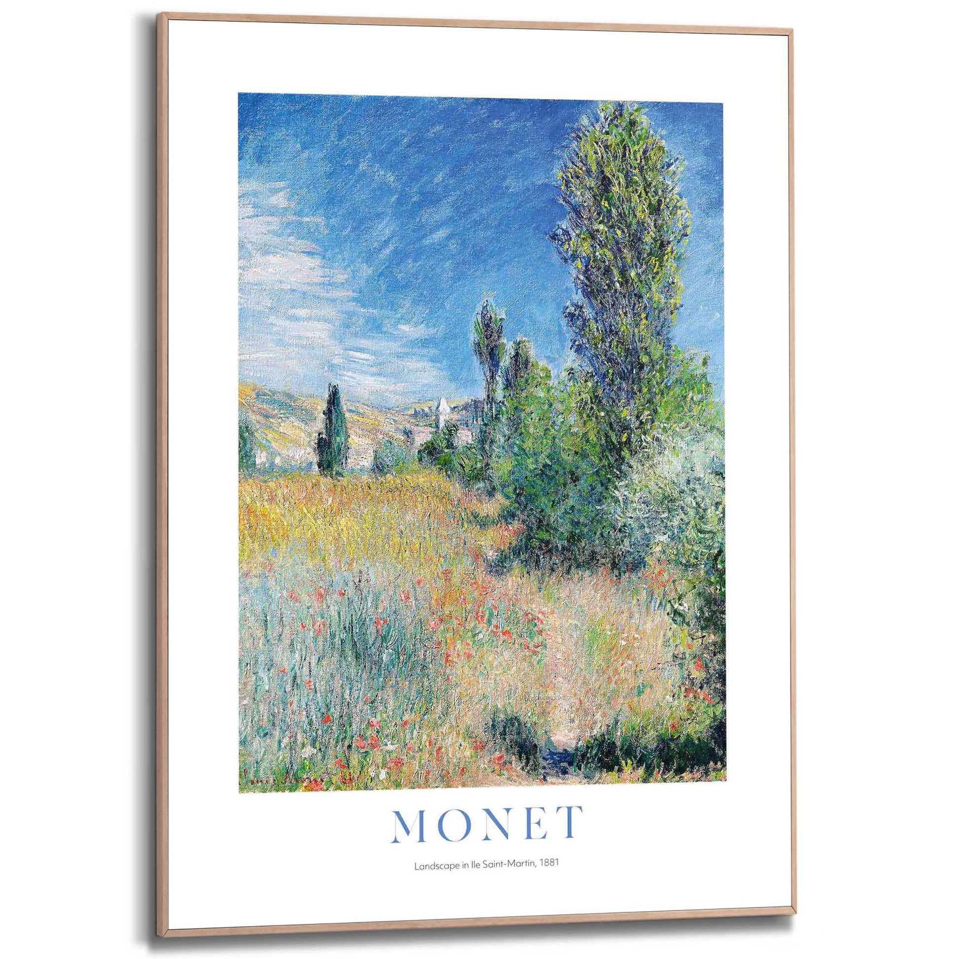 Framed in Wood Monet - Landscape in Ile Saint-Martin 70x50