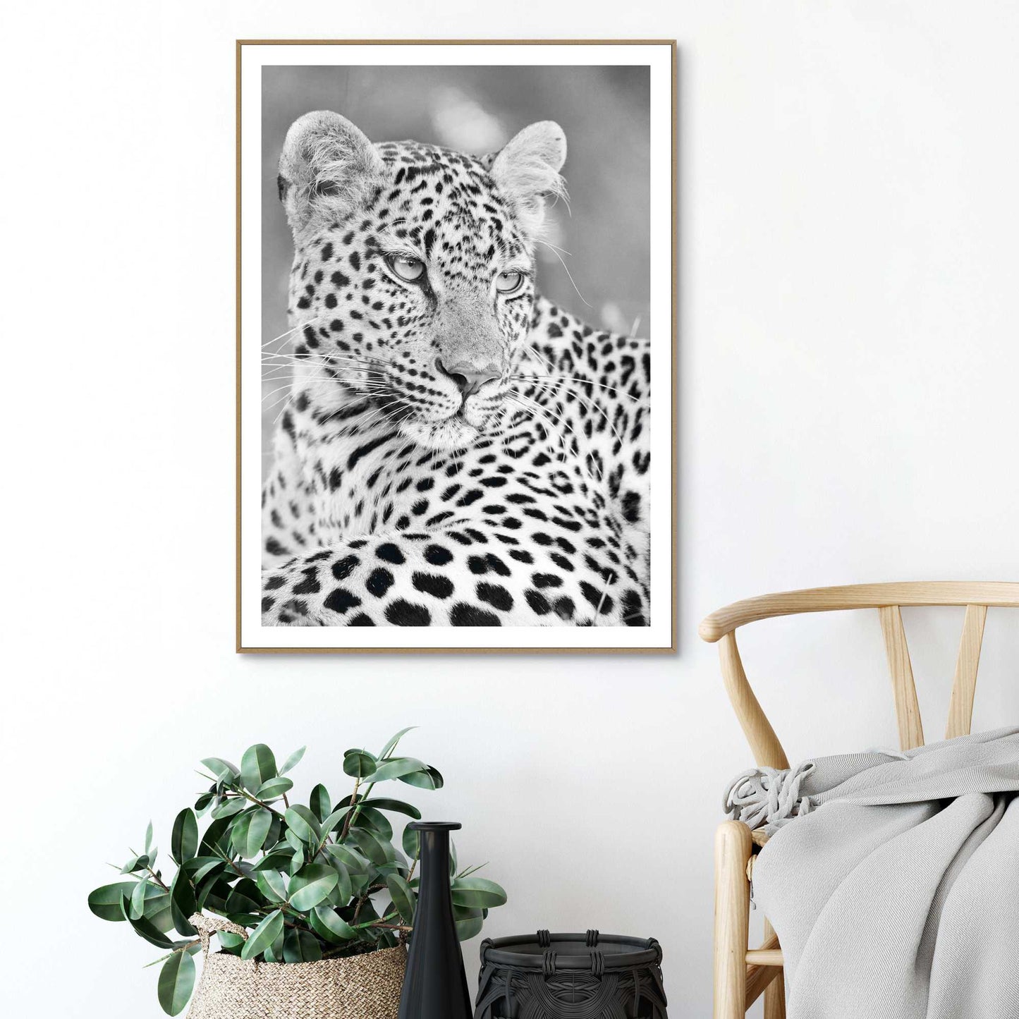Framed in Wood Panther Dots
