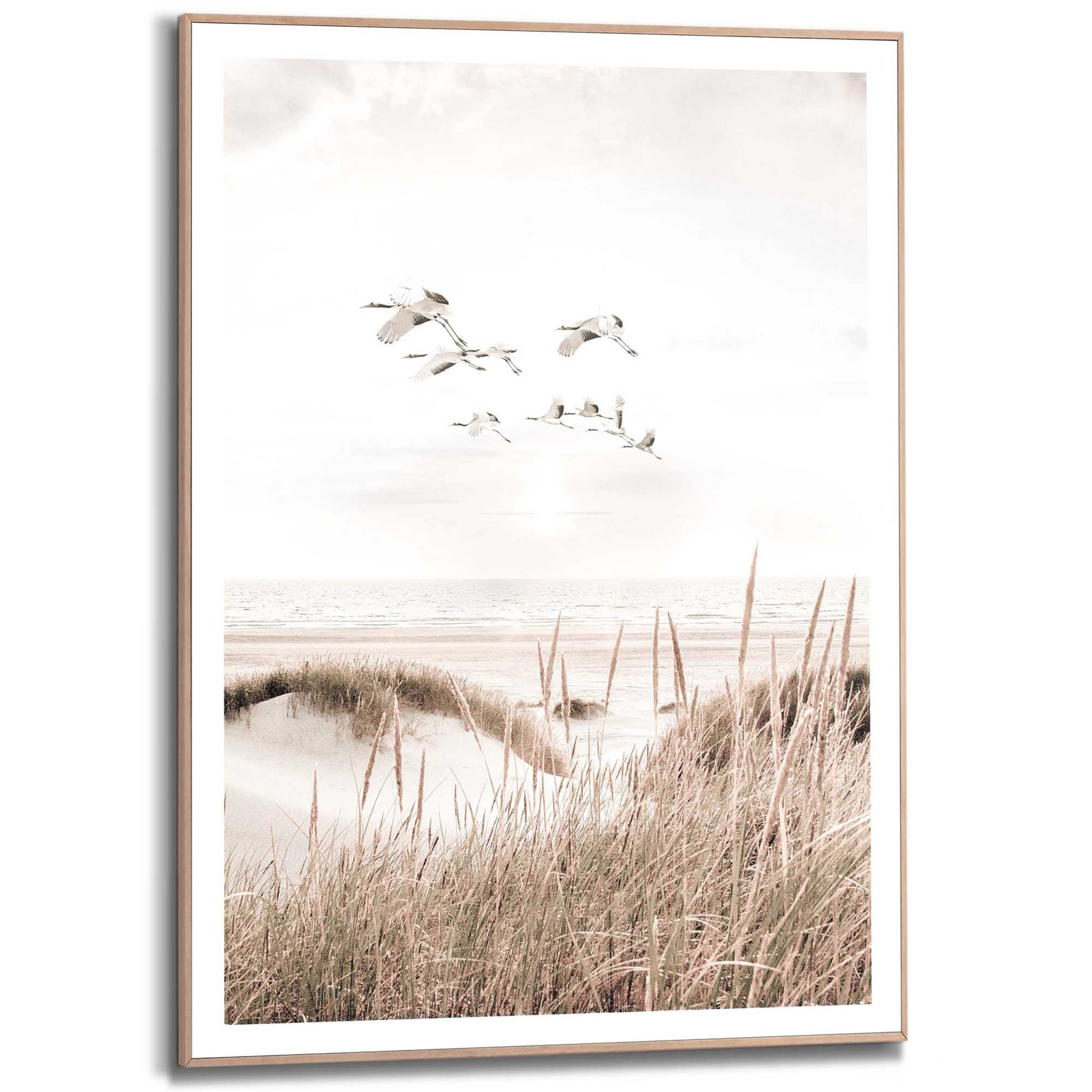 Framed in Wood Beach Birds