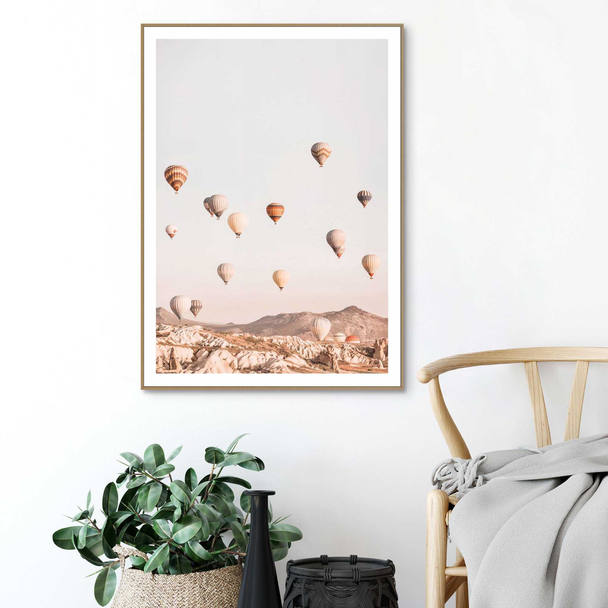 Framed in Wood Hot Air Balloons
