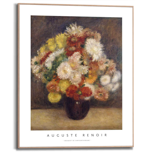 Framed in Wood Auguste Renoir - bouquet of chrysanthemums