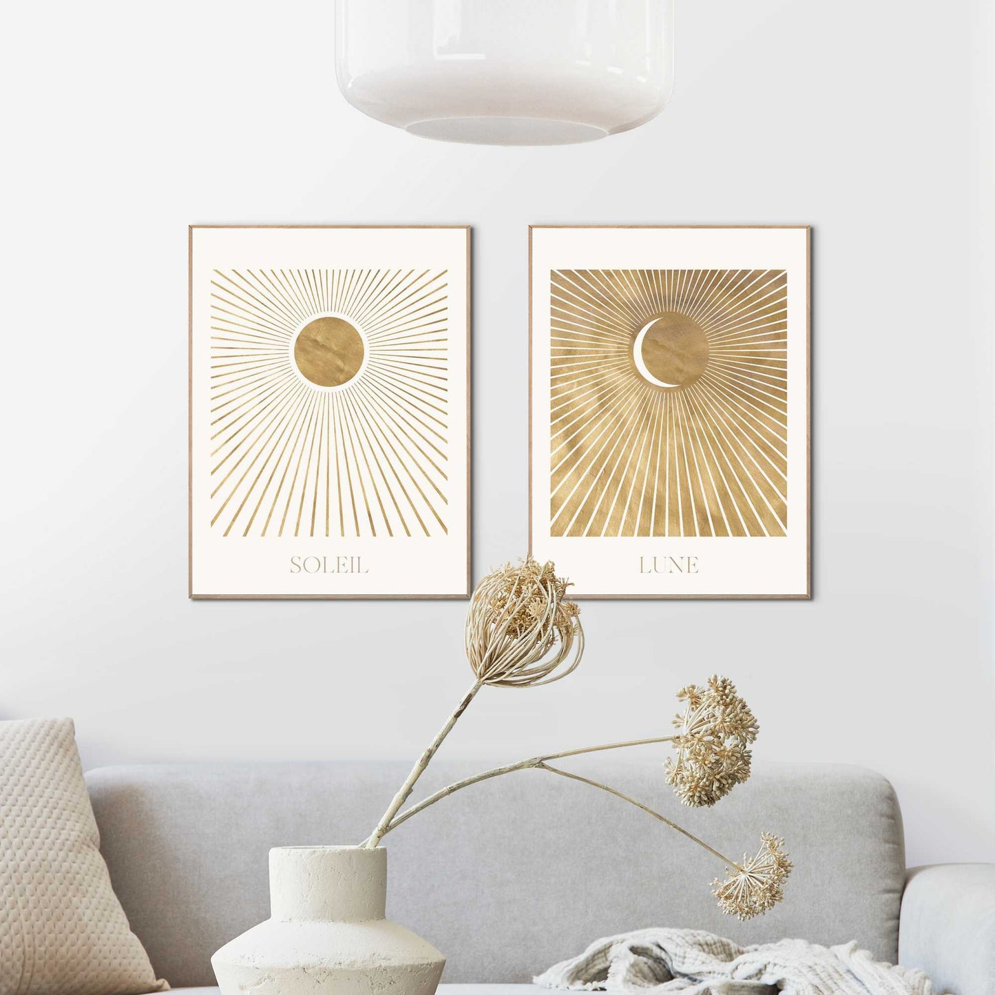 Framed in Wood Sun and Moon 40x30