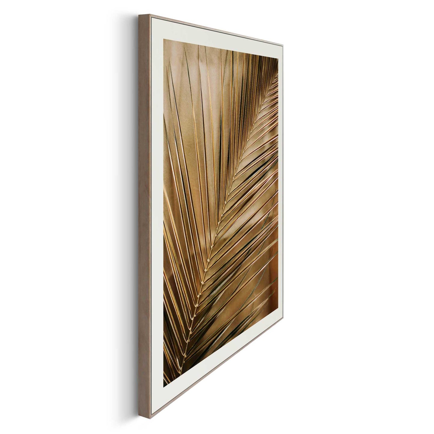 Framed in Wood Golden Palm Leaf 50x40